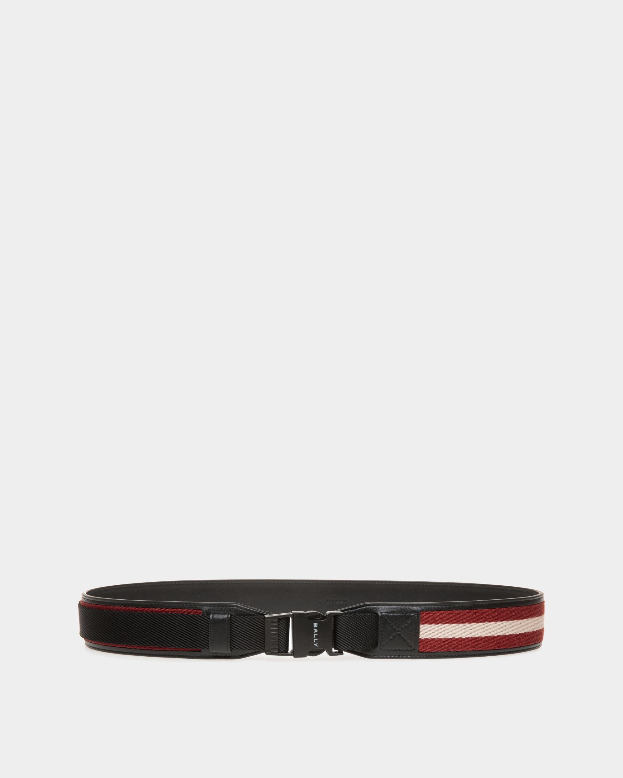 Ceinture Tobyn 40 mm En Cuir Et Tissu Rouge, Blanc Et Noir - Homme - Bally - 01