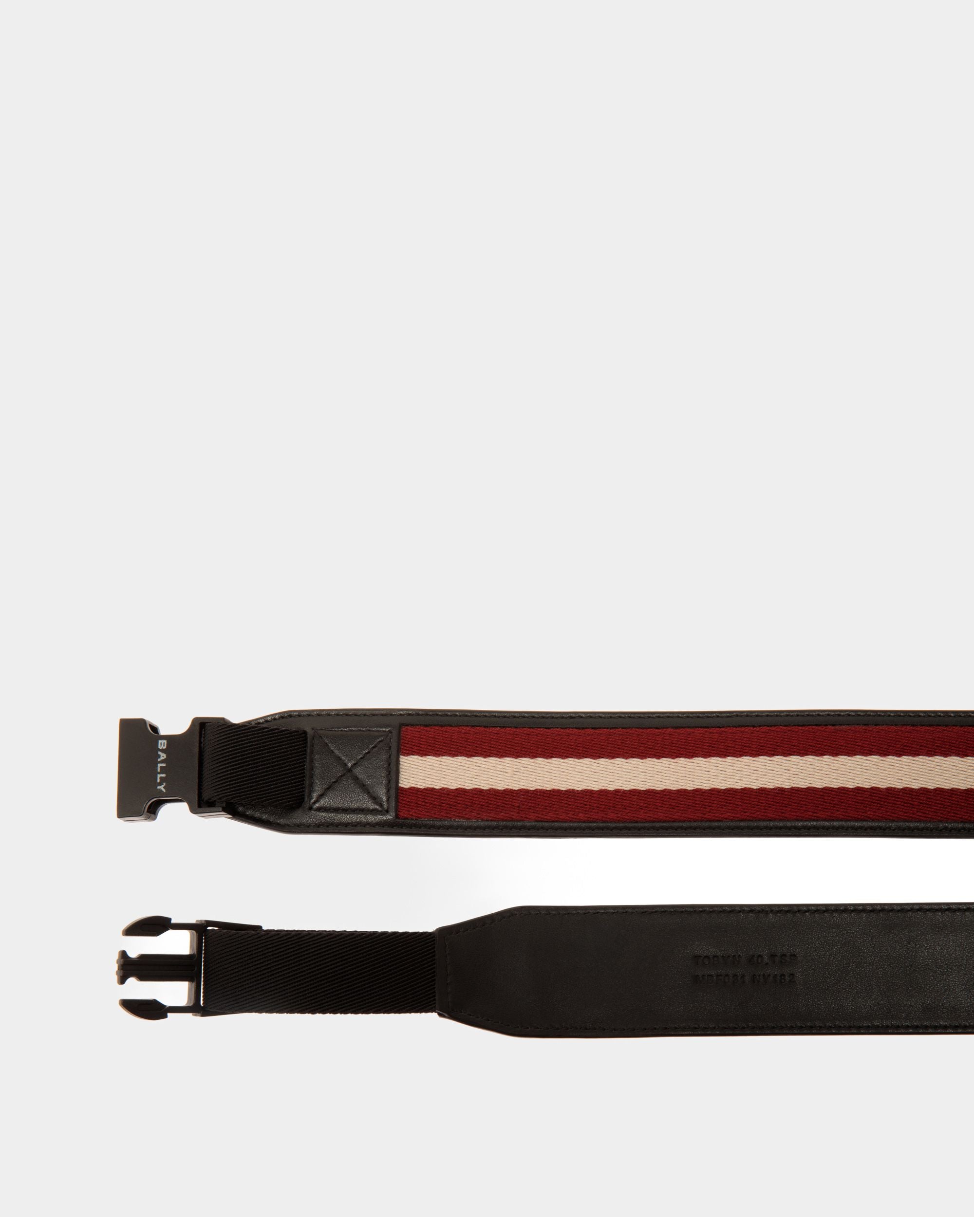 Ceinture Tobyn 40 mm En Cuir Et Tissu Rouge, Blanc Et Noir - Homme - Bally - 02