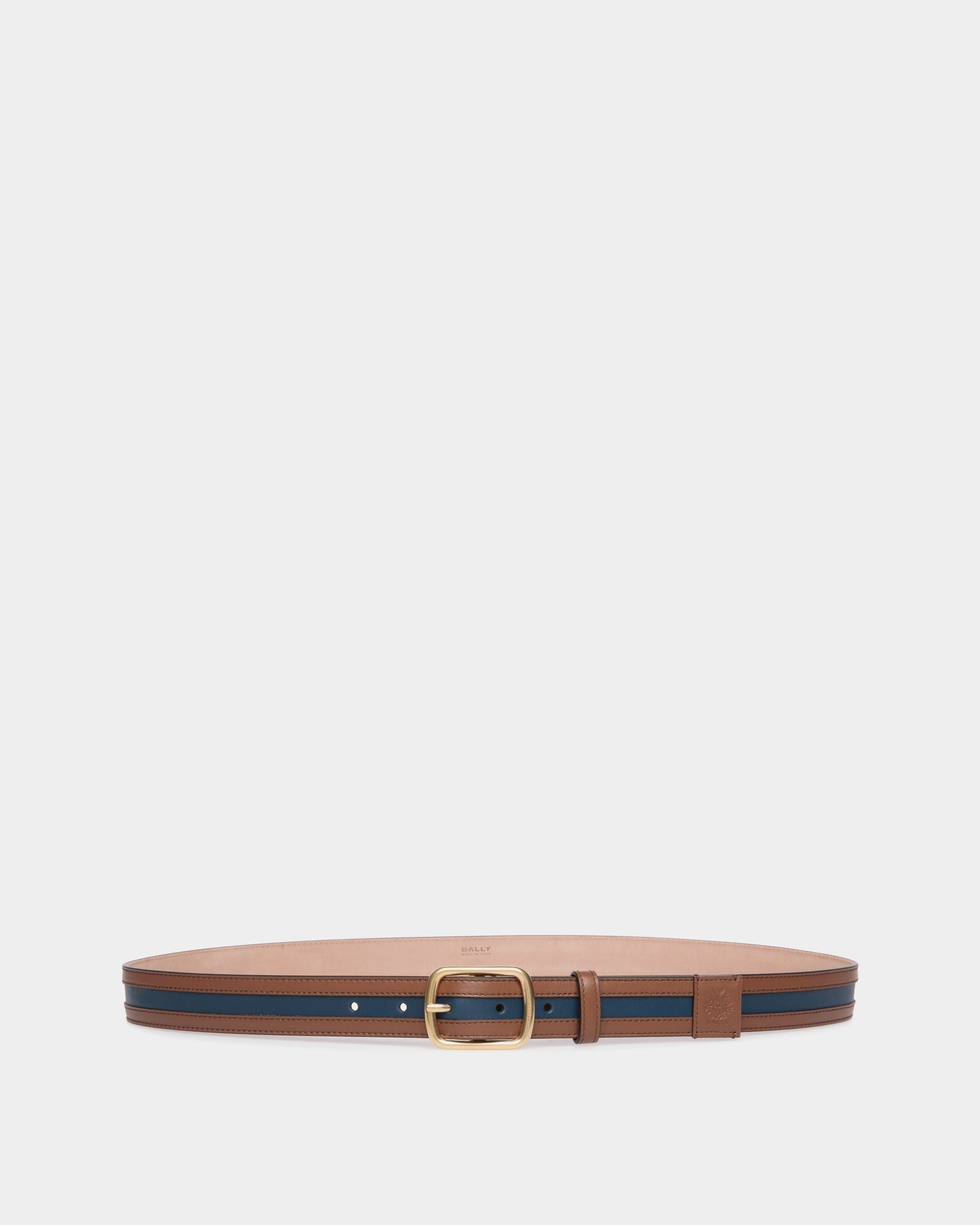 Orson Gürtel Aus Leder In Braun Und Navy Blue, 30 mm - Uomo - Bally - 01