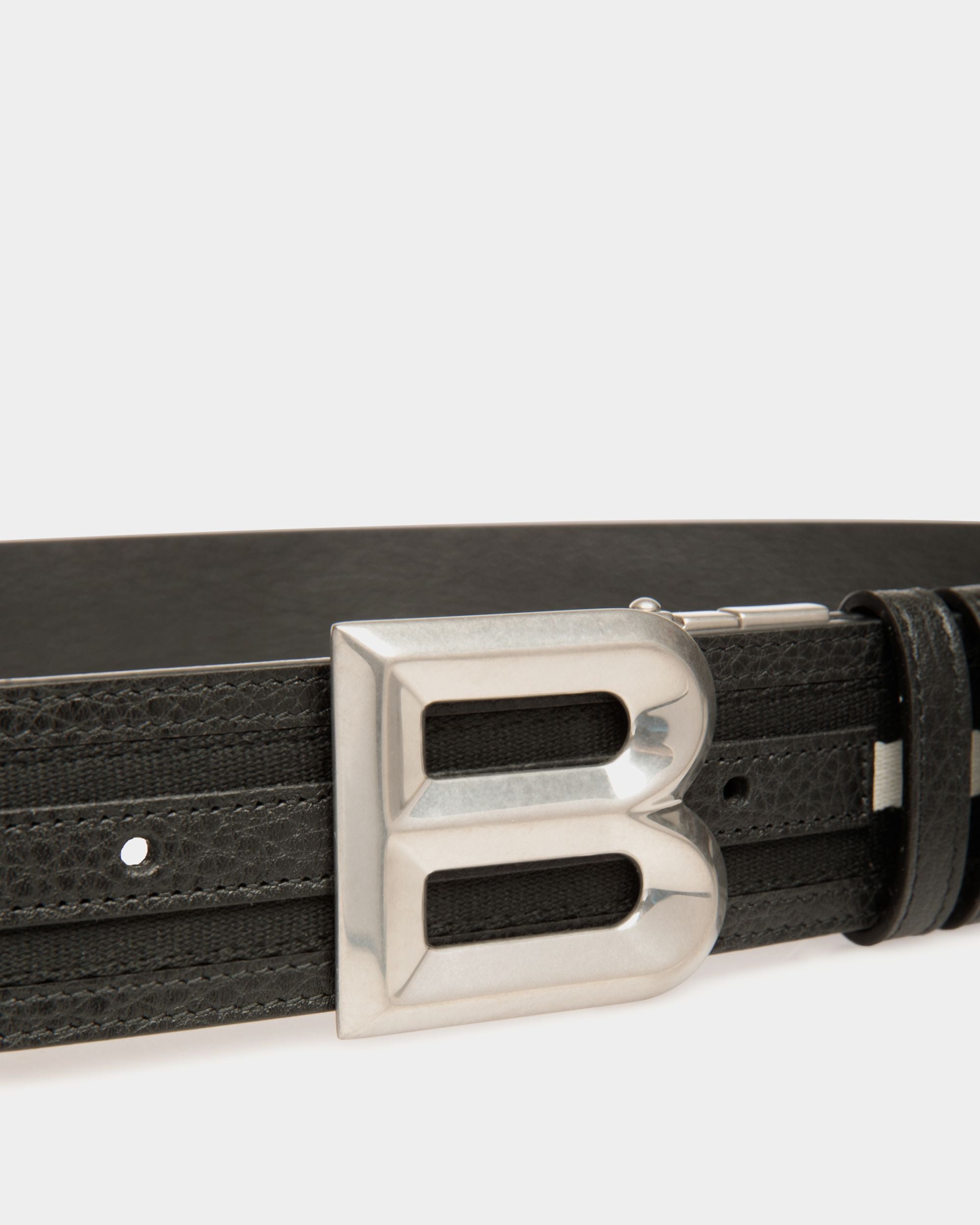 B Bold 40mm Reversible Belt in Black and White Fabric And Leather - Men's - Bally - 03