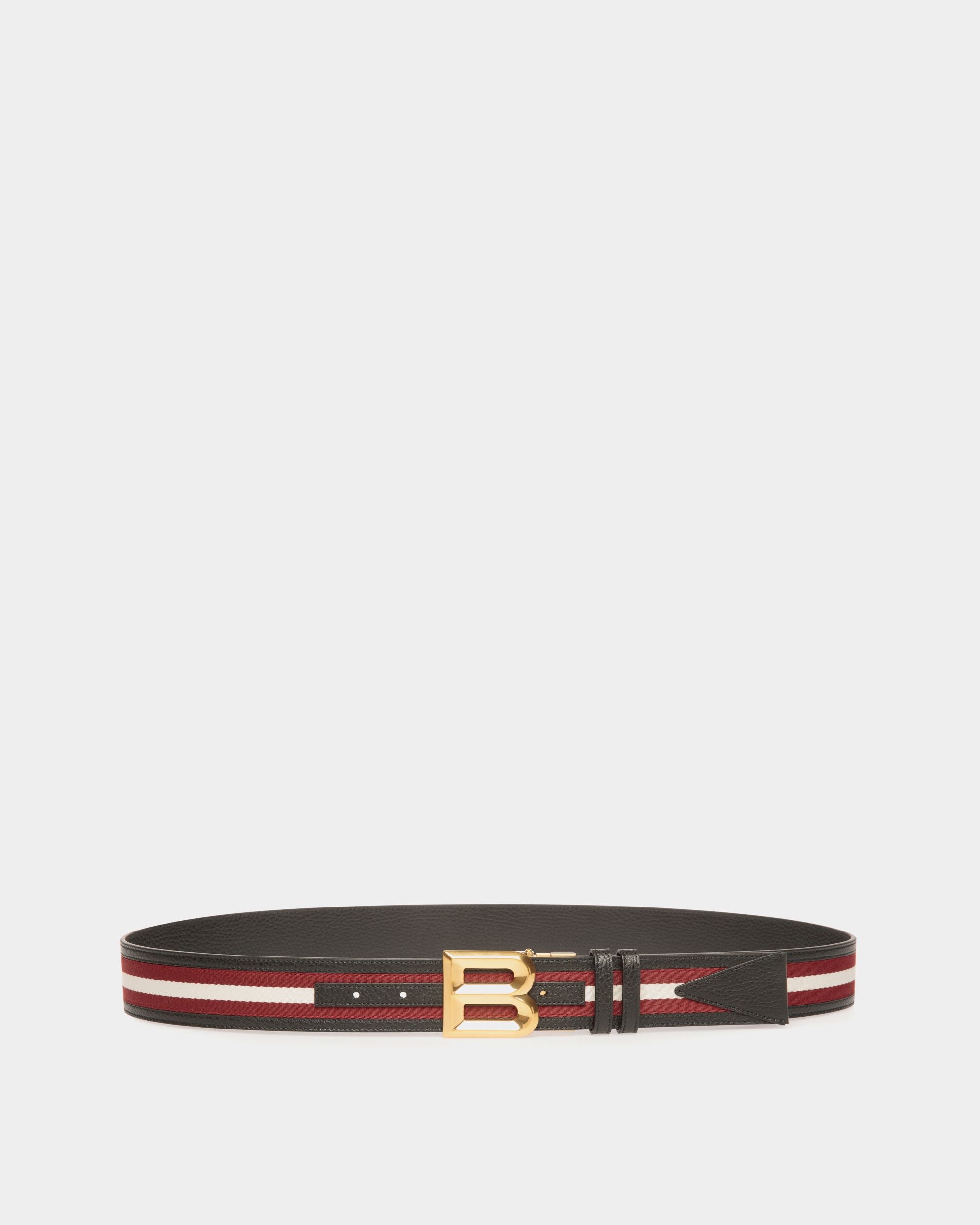 B Bold 40mm Reversible Belt in Red and White Fabric And Black Leather - Men's - Bally - 01