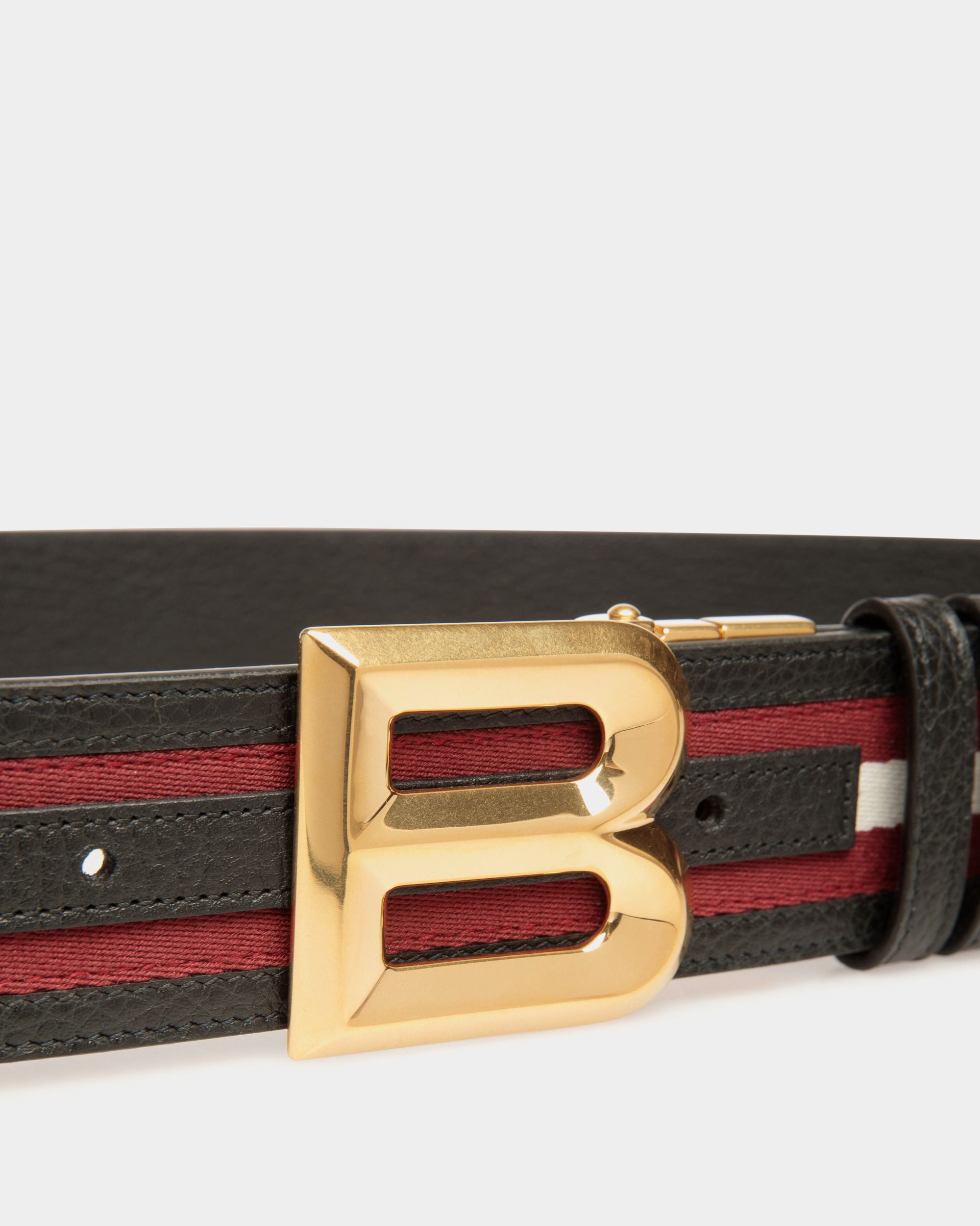B Bold 40mm Reversible Belt in Red and White Fabric And Black Leather - Men's - Bally - 03