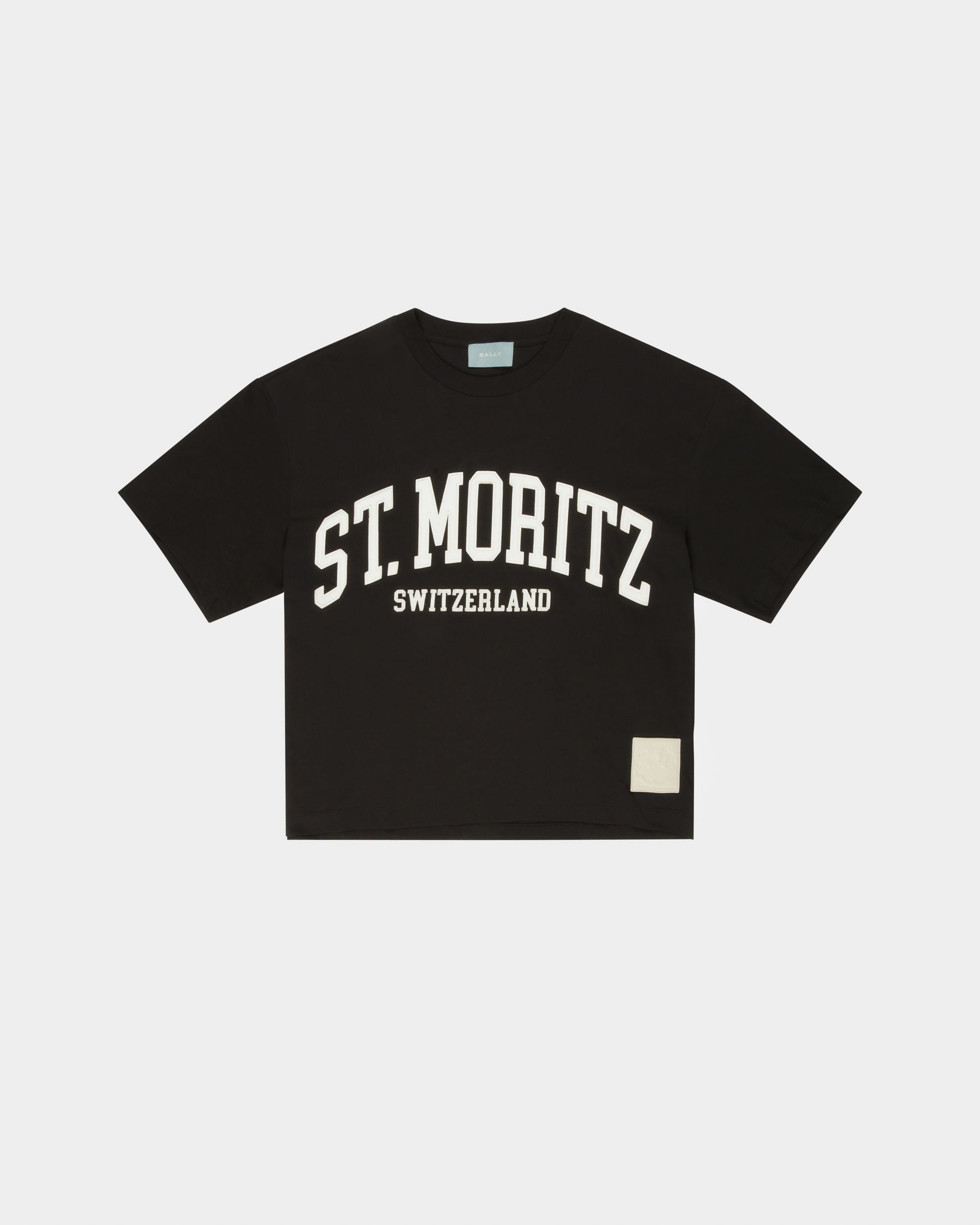 T-Shirt Collection Curling En Coton Noir Avec Imprimé St. Moritz - Homme - Bally - 01