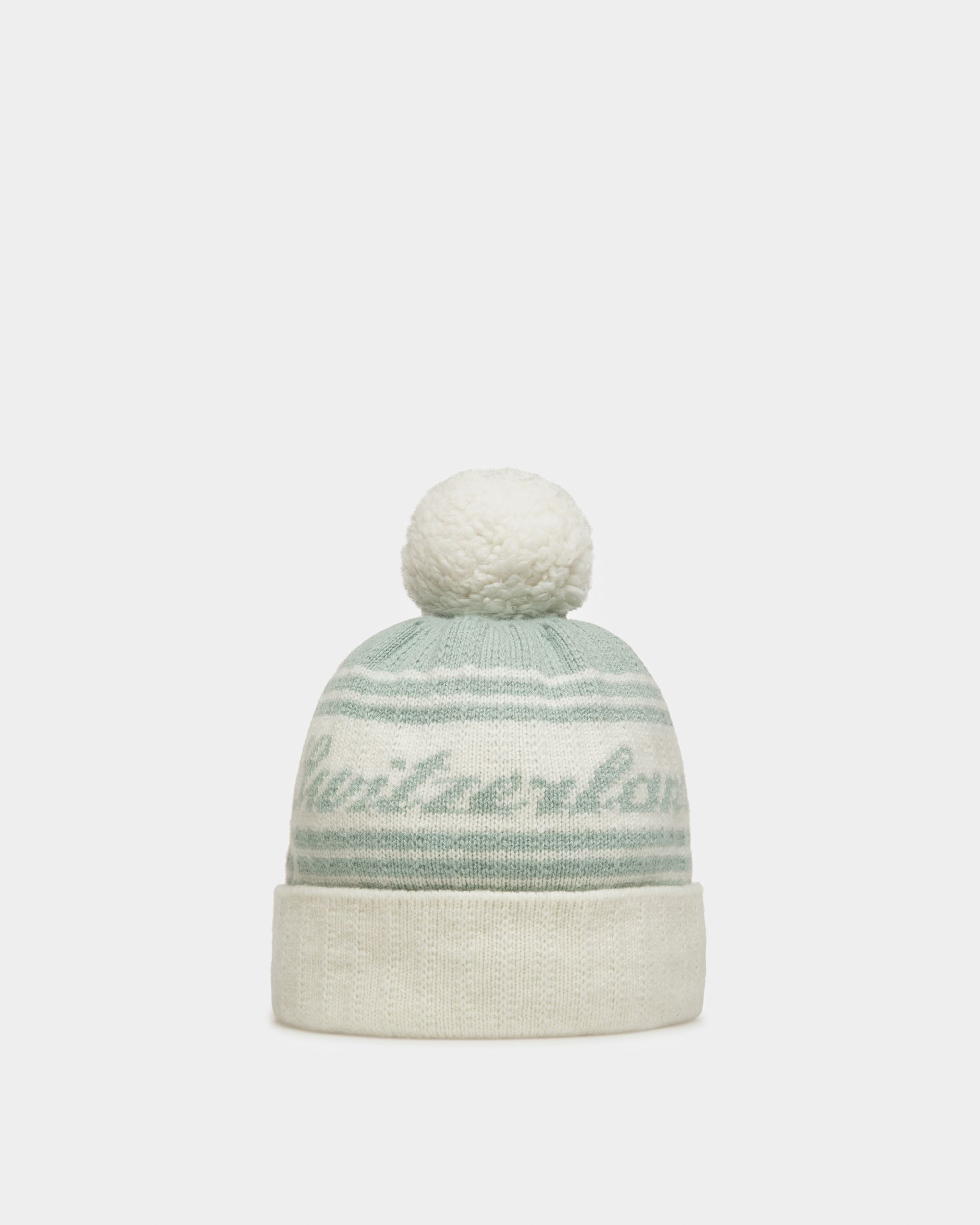 Bonnet Switzerland En Laine Jacquard Bleu Clair Et Ivoire - Homme - Bally - 03
