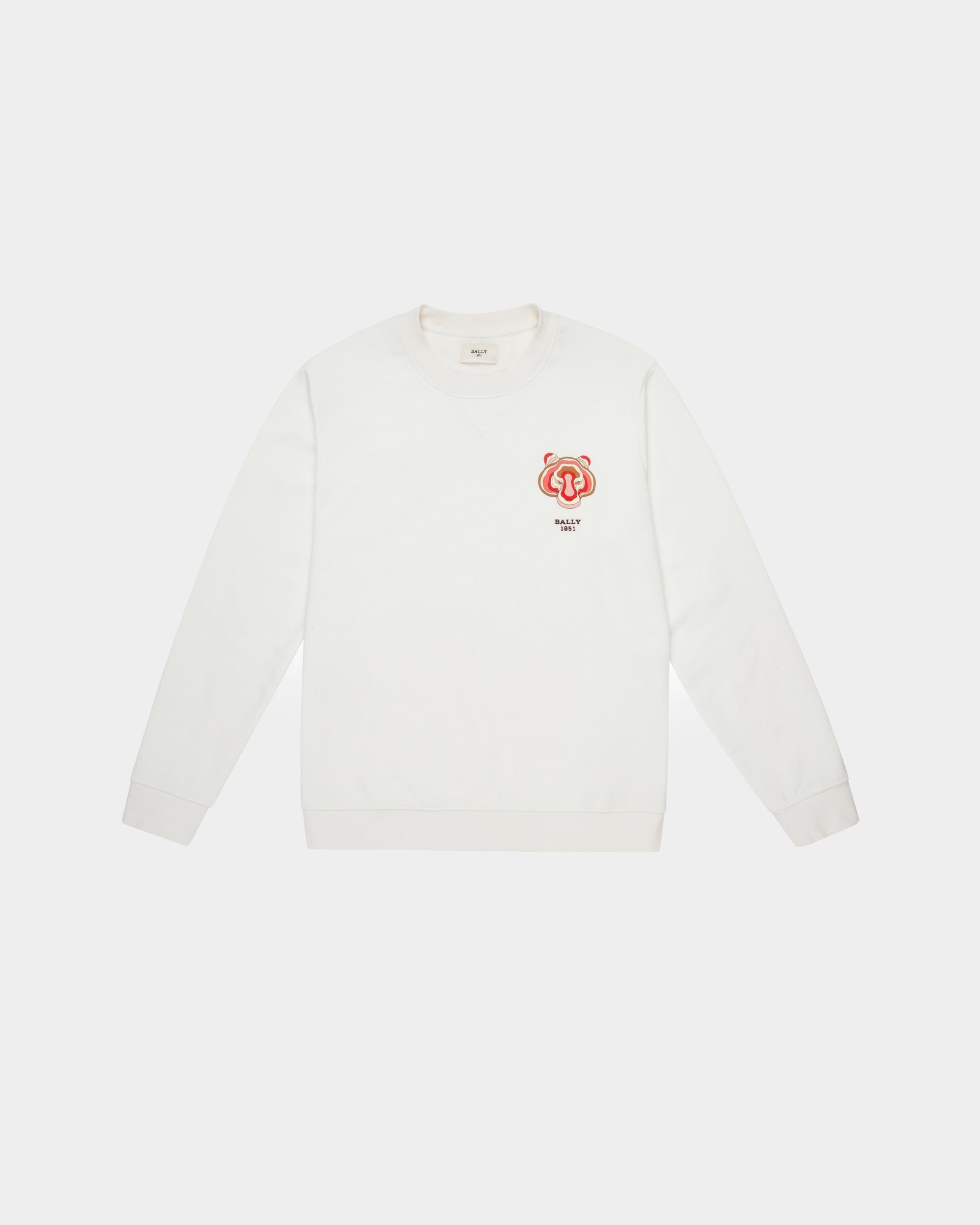 Sweatshirt Tigré En Coton Biologique Ivoire - Homme - Bally - 01
