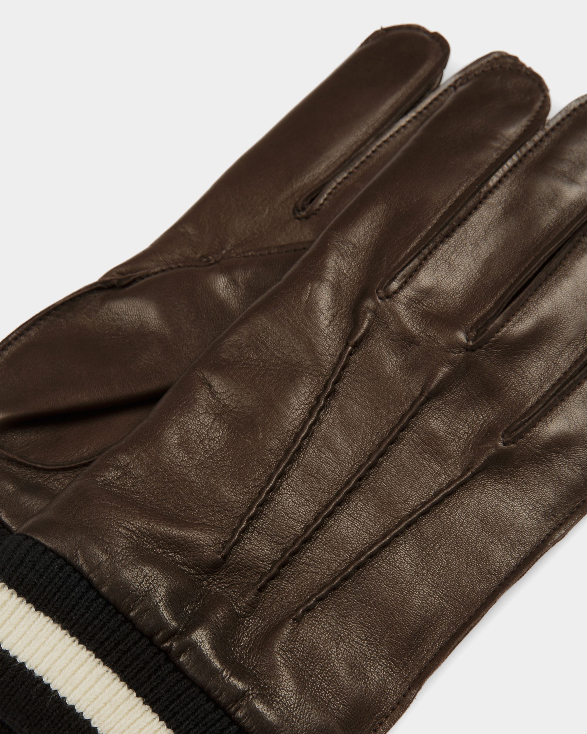 Gestreifte Handschuhe Aus Braunem Leder - Herren - Bally - 02
