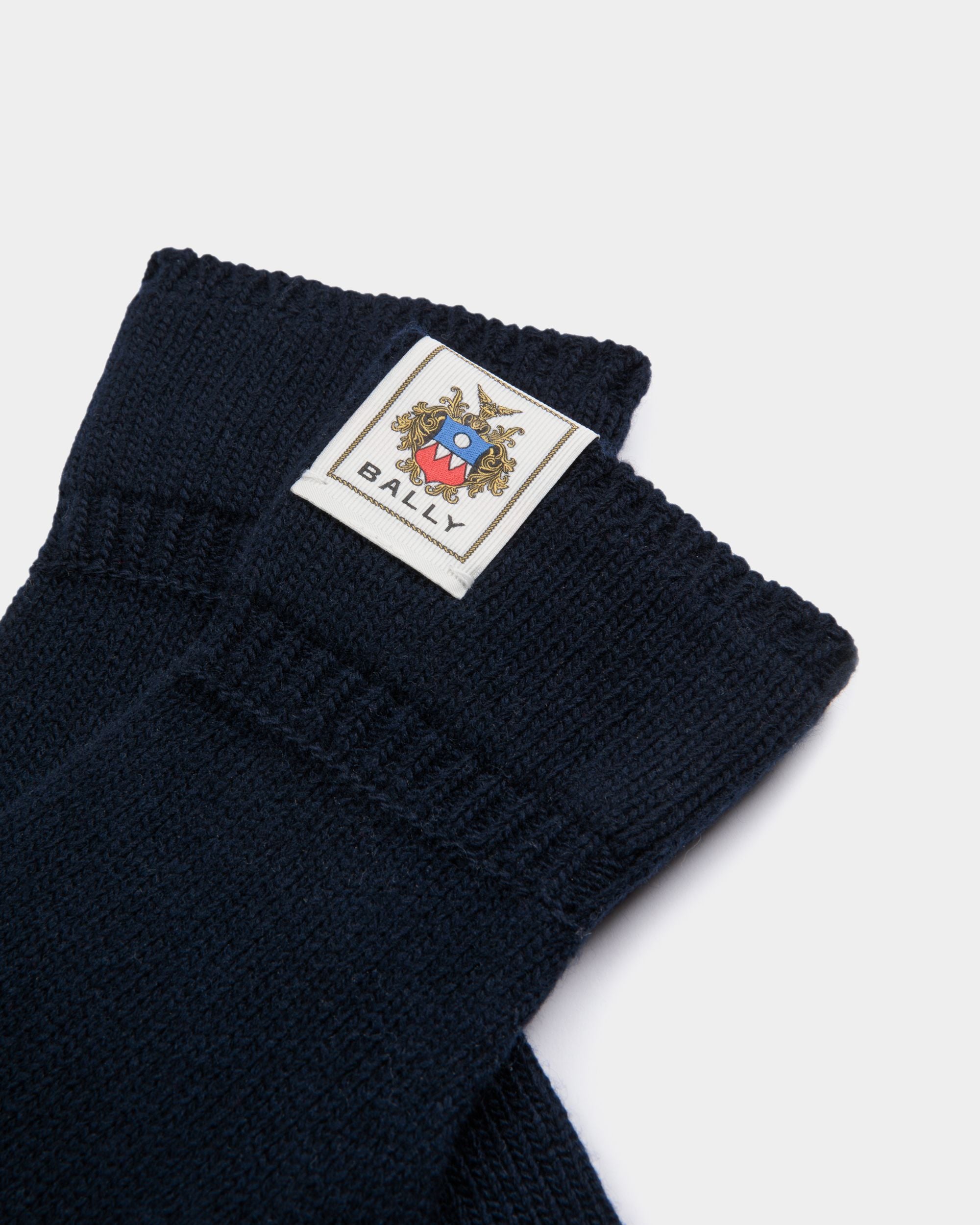 Handschuhe Aus Wolle In Navy Blue Mit Bally Crest Logo - Herren - Bally - 03
