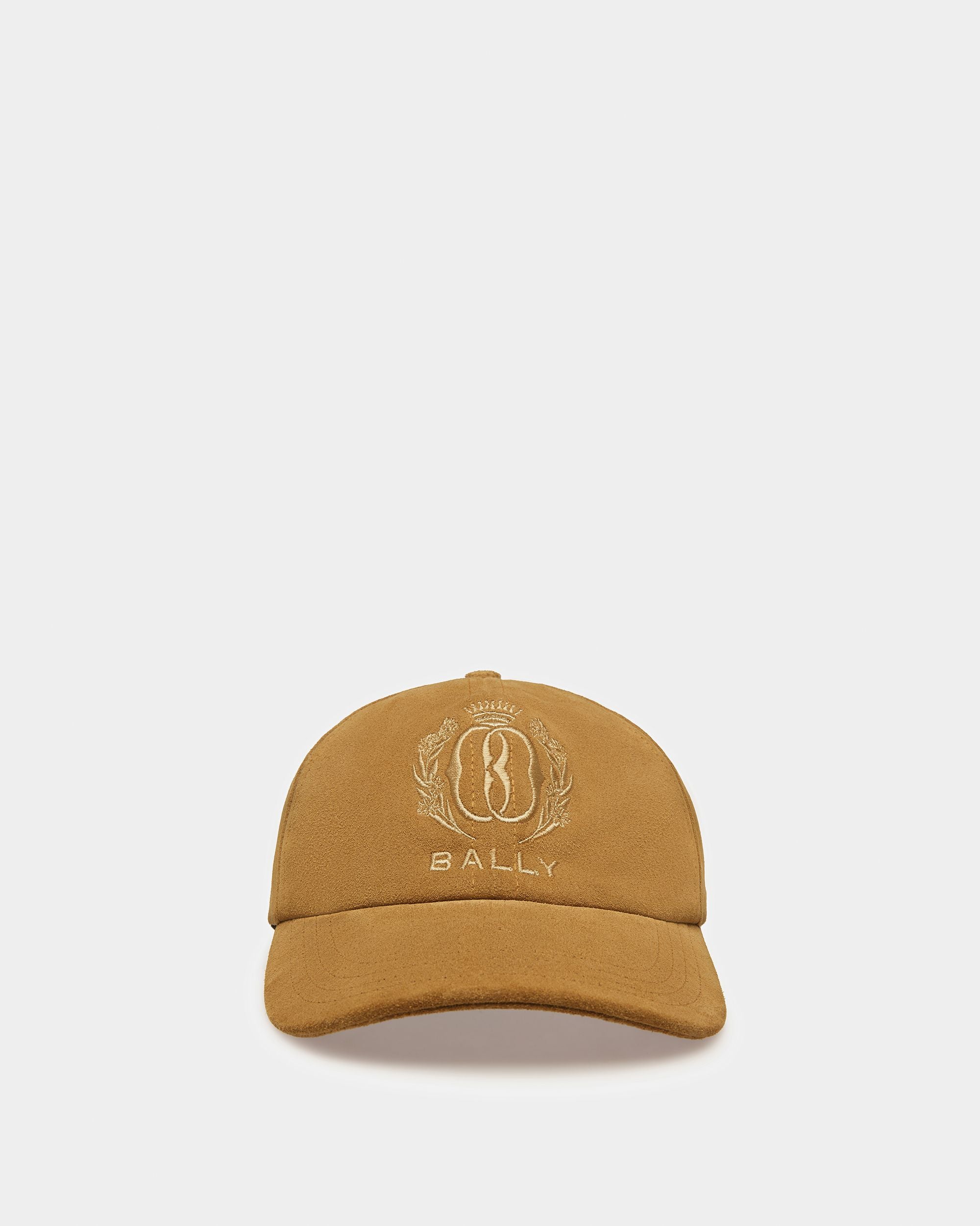 Cappello Da Baseball Ricamato In Pelle Ocra - Uomo - Bally - 01