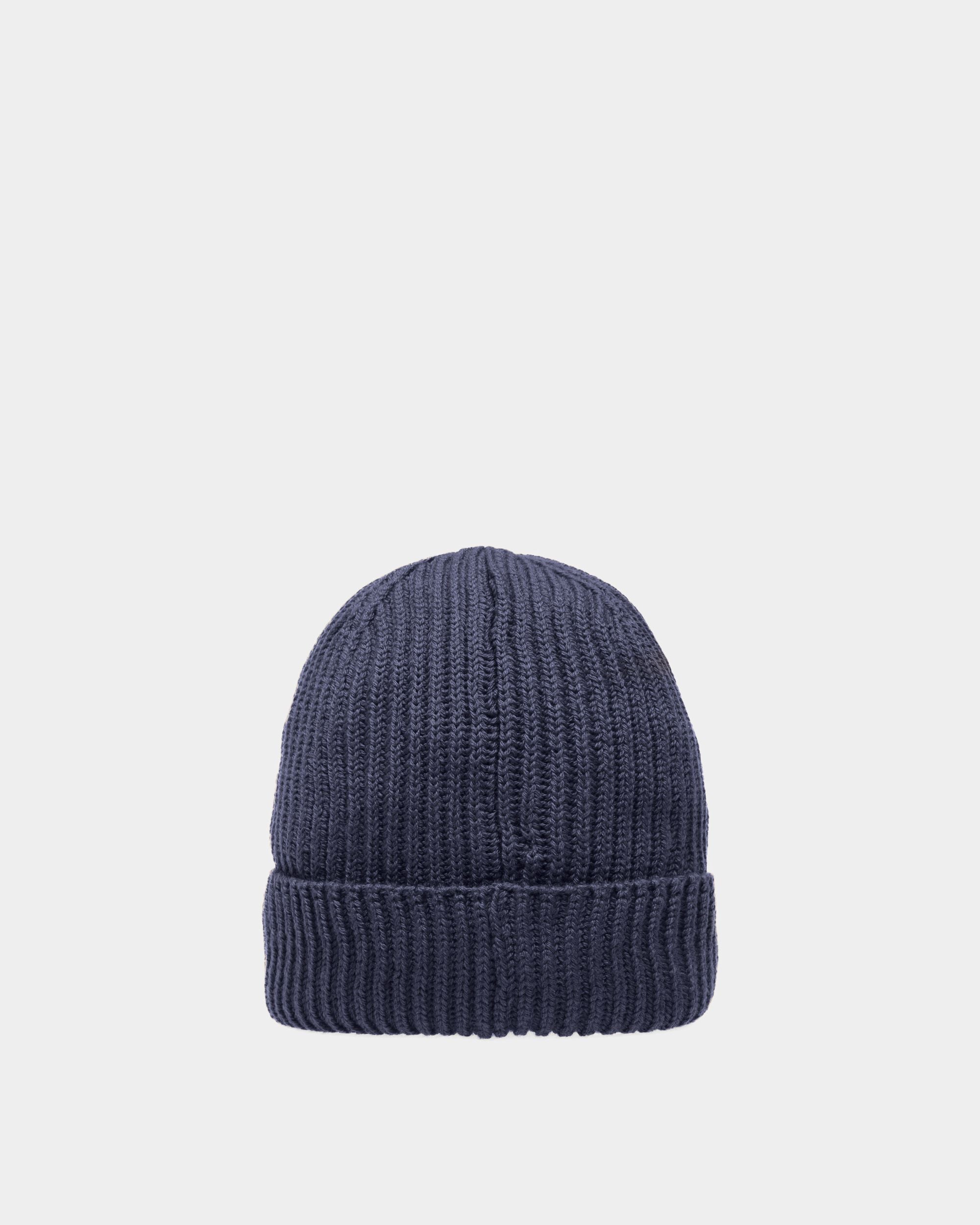 Cappello A Cuffia A Costine In Lana Blu Scuro - Uomo - Bally - 02