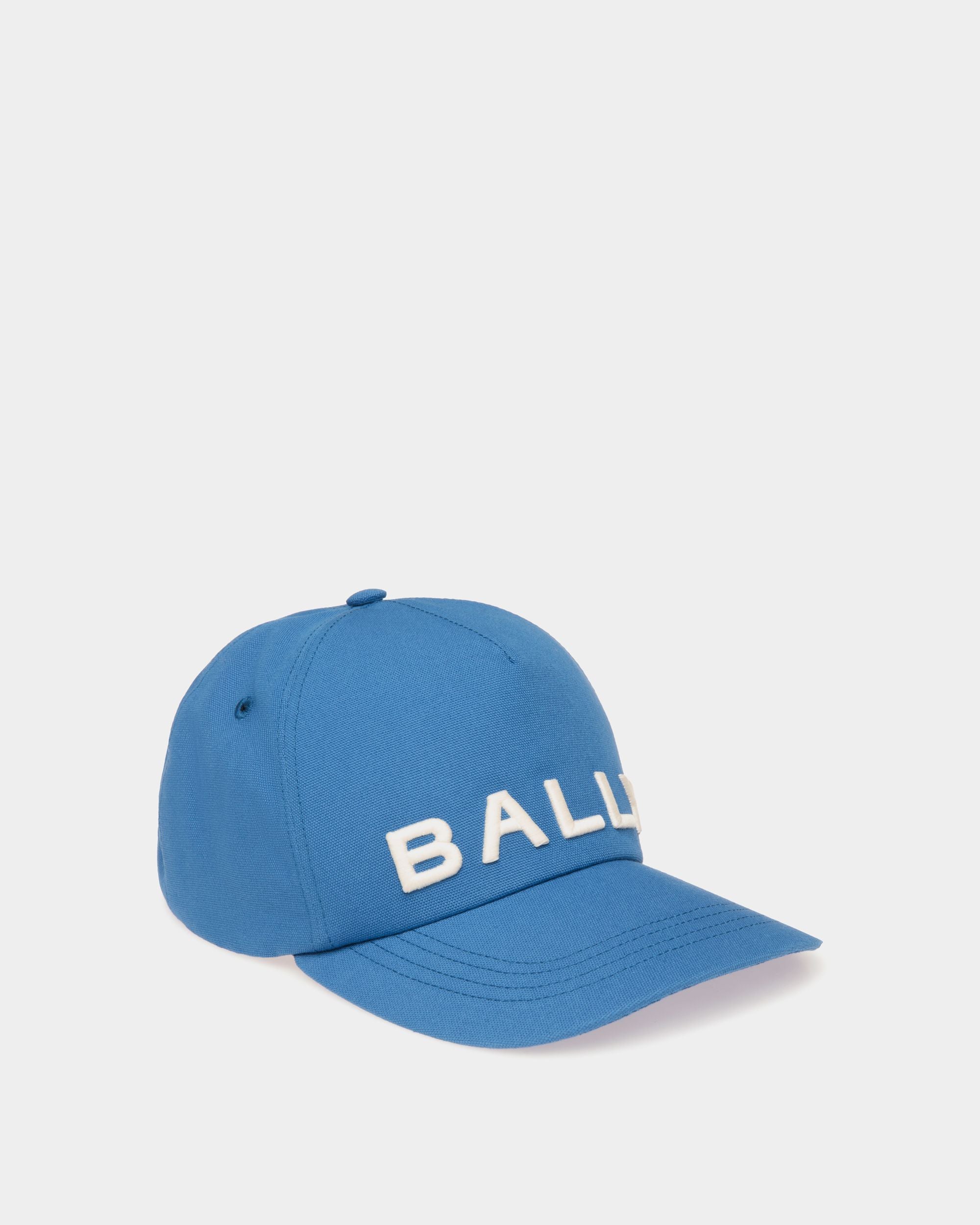 Baseball Hat in Blue Cotton with a Bally Logo - Men's - Bally - 01