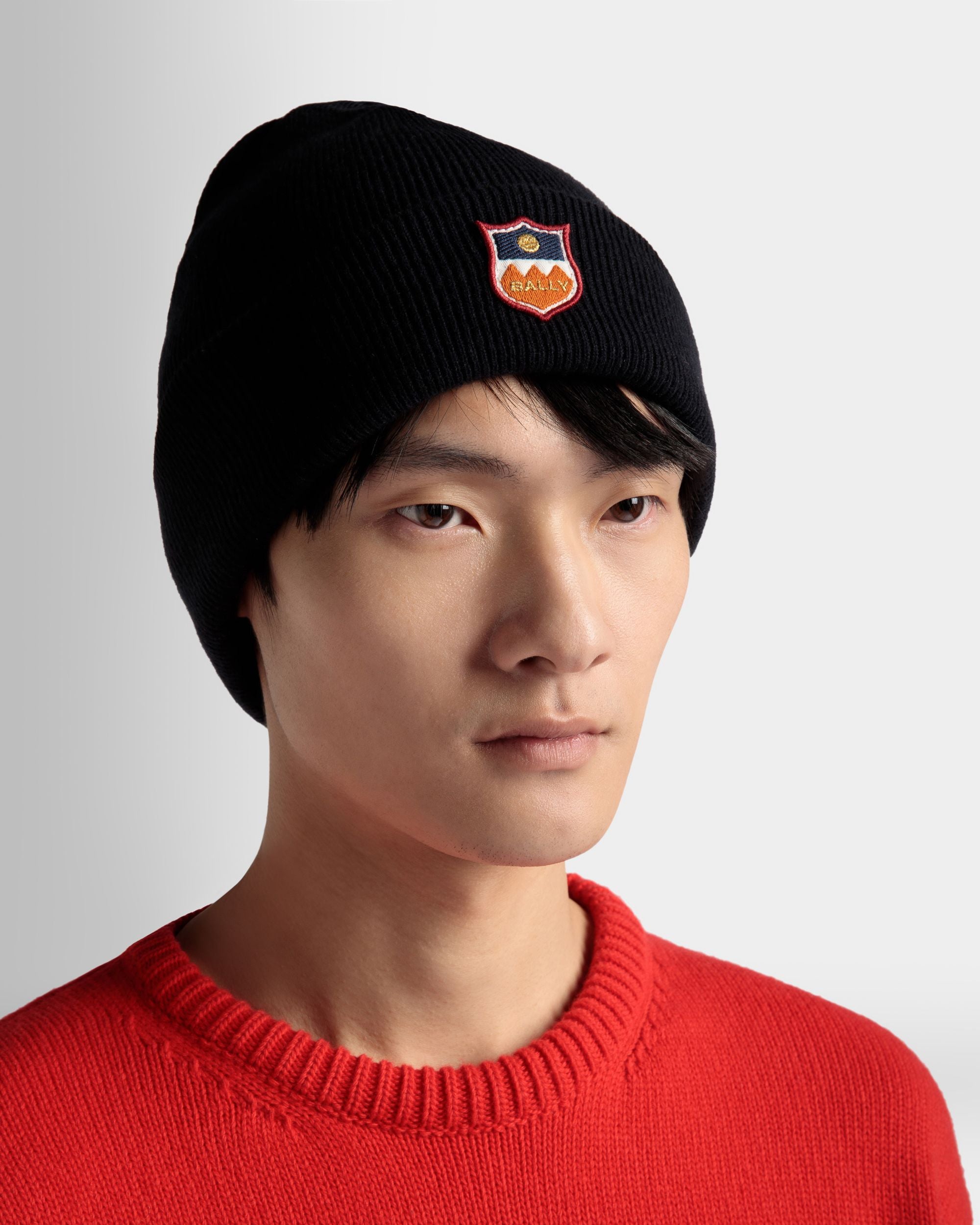 Mountain Beanie in Dark Blue Cashmere - Men's - Bally - 02
