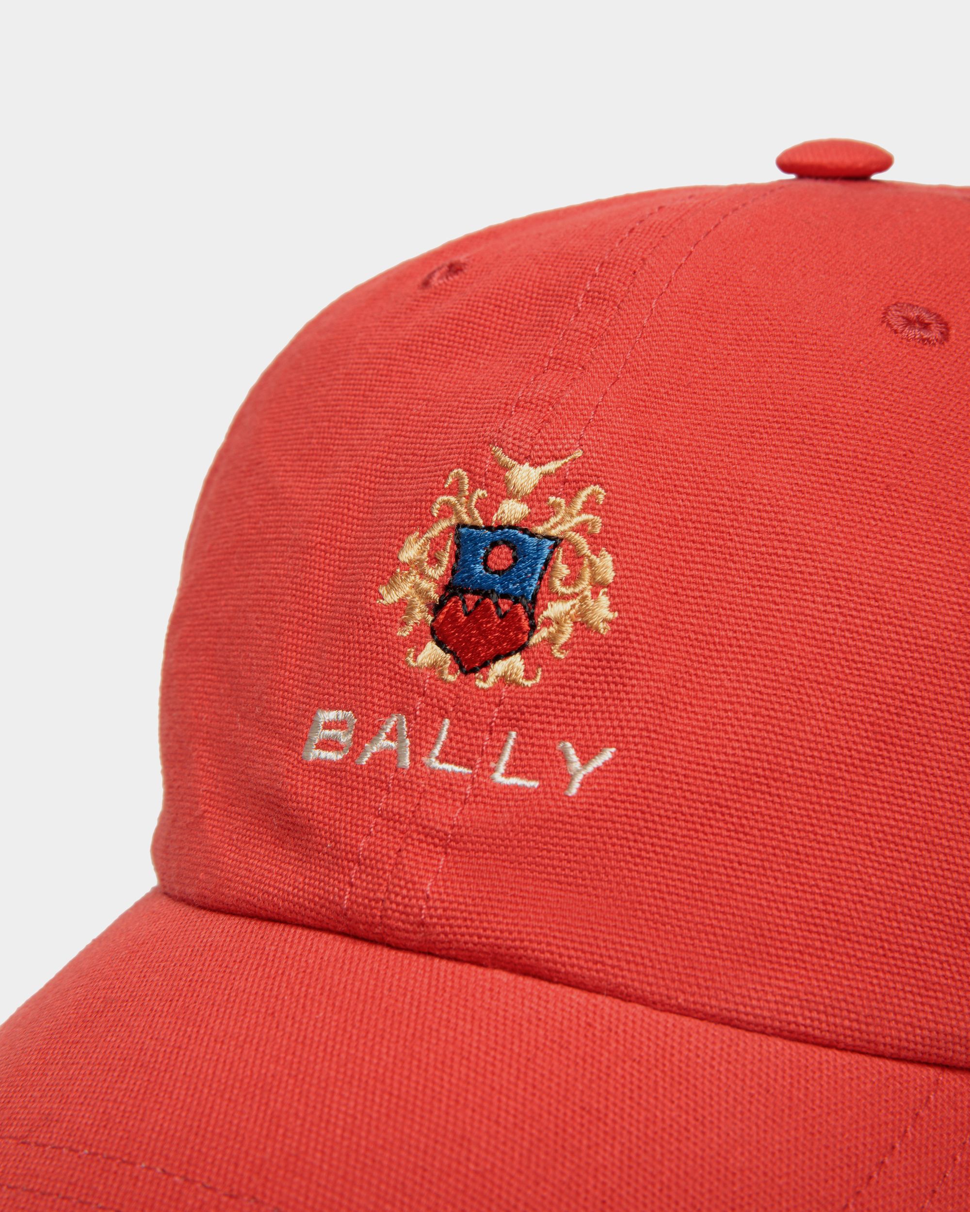 Baseball Hat With a Bally Crest Logo In Candy Red Cotton - Men's - Bally - 03