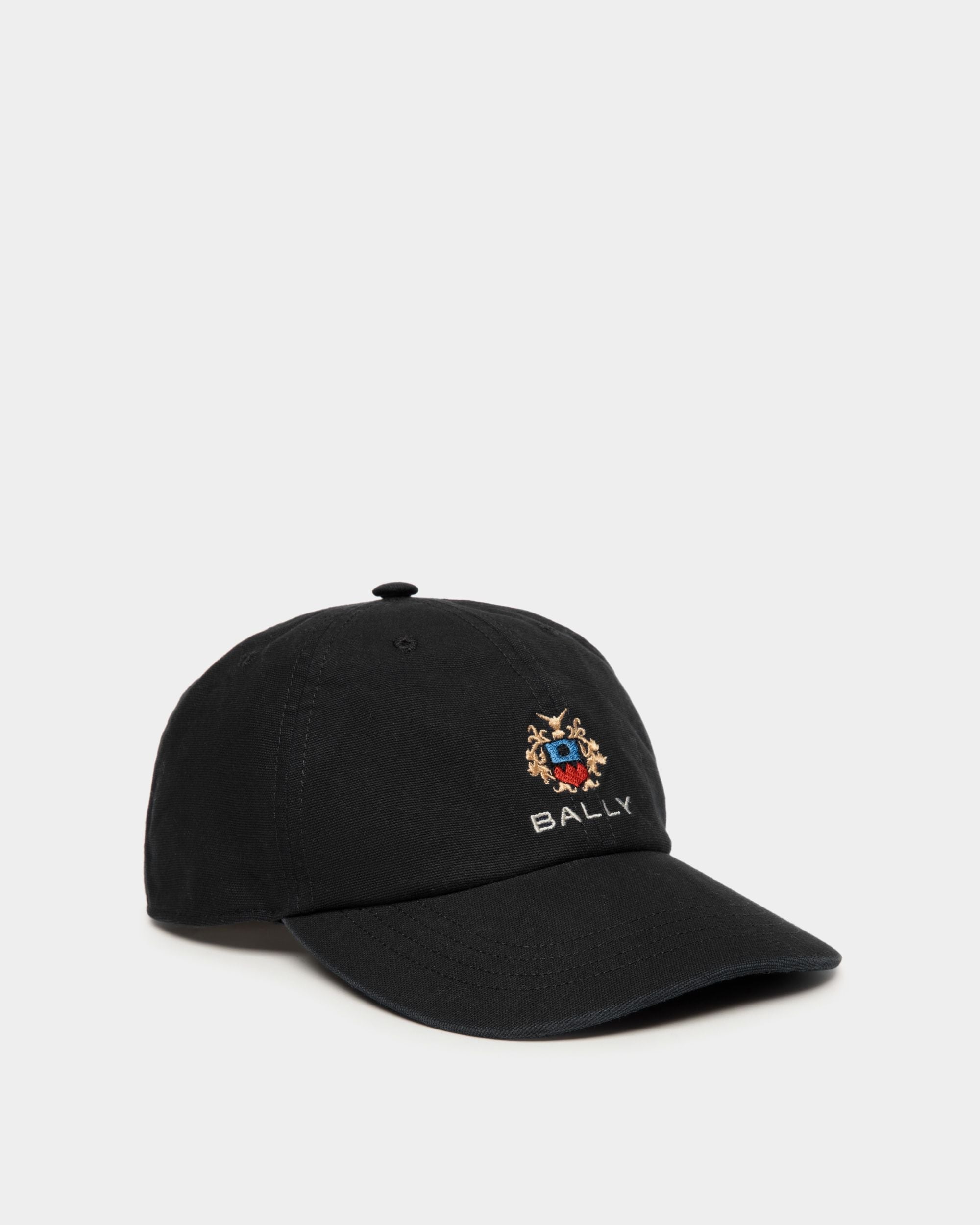 Cappellino In Cotone Nero Con Logo Bally Crest - Uomo - Bally - 01