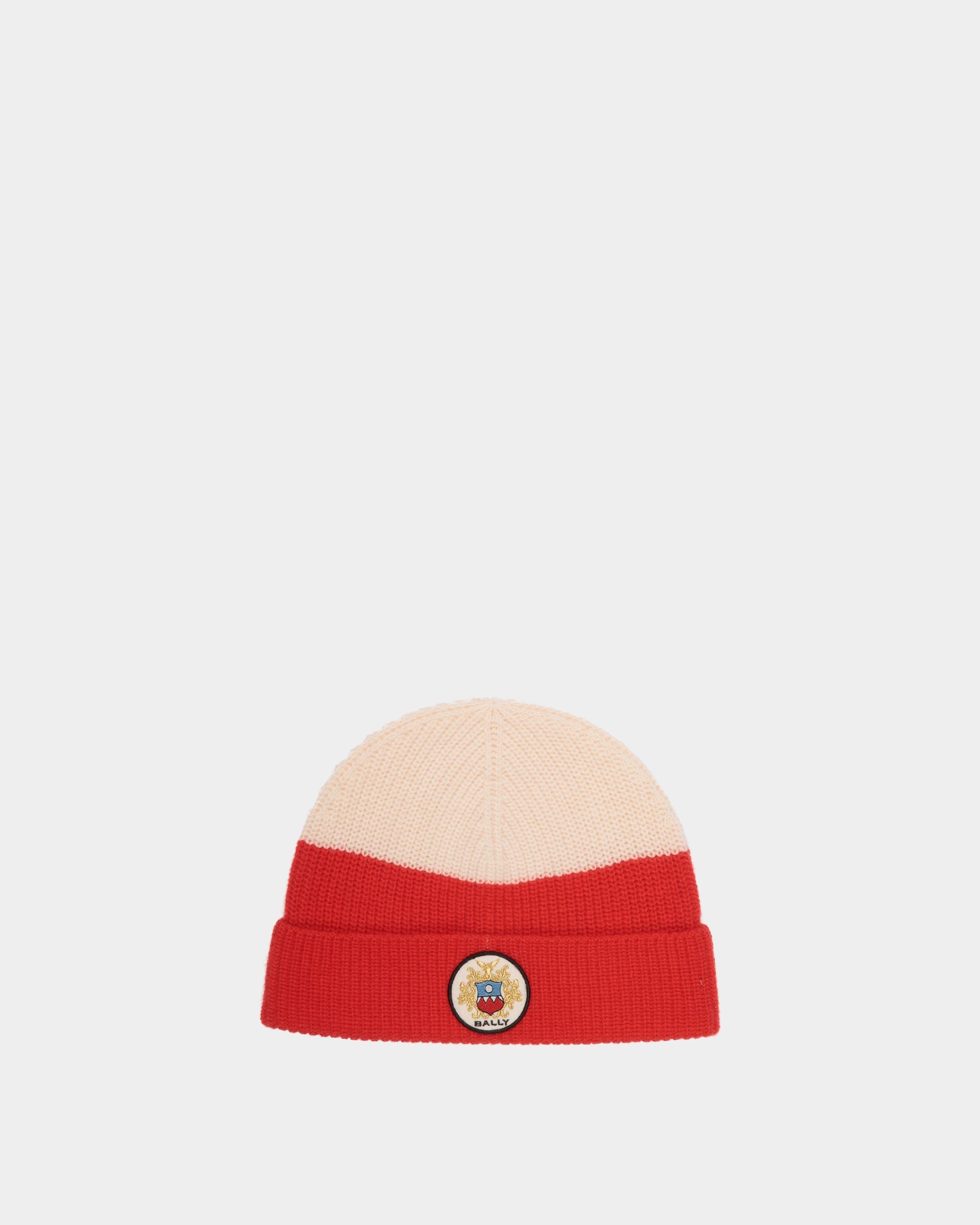 Bonnet Avec Logo Bally Crest En Laine Candy Red Et Ivoire - Homme - Bally - 01