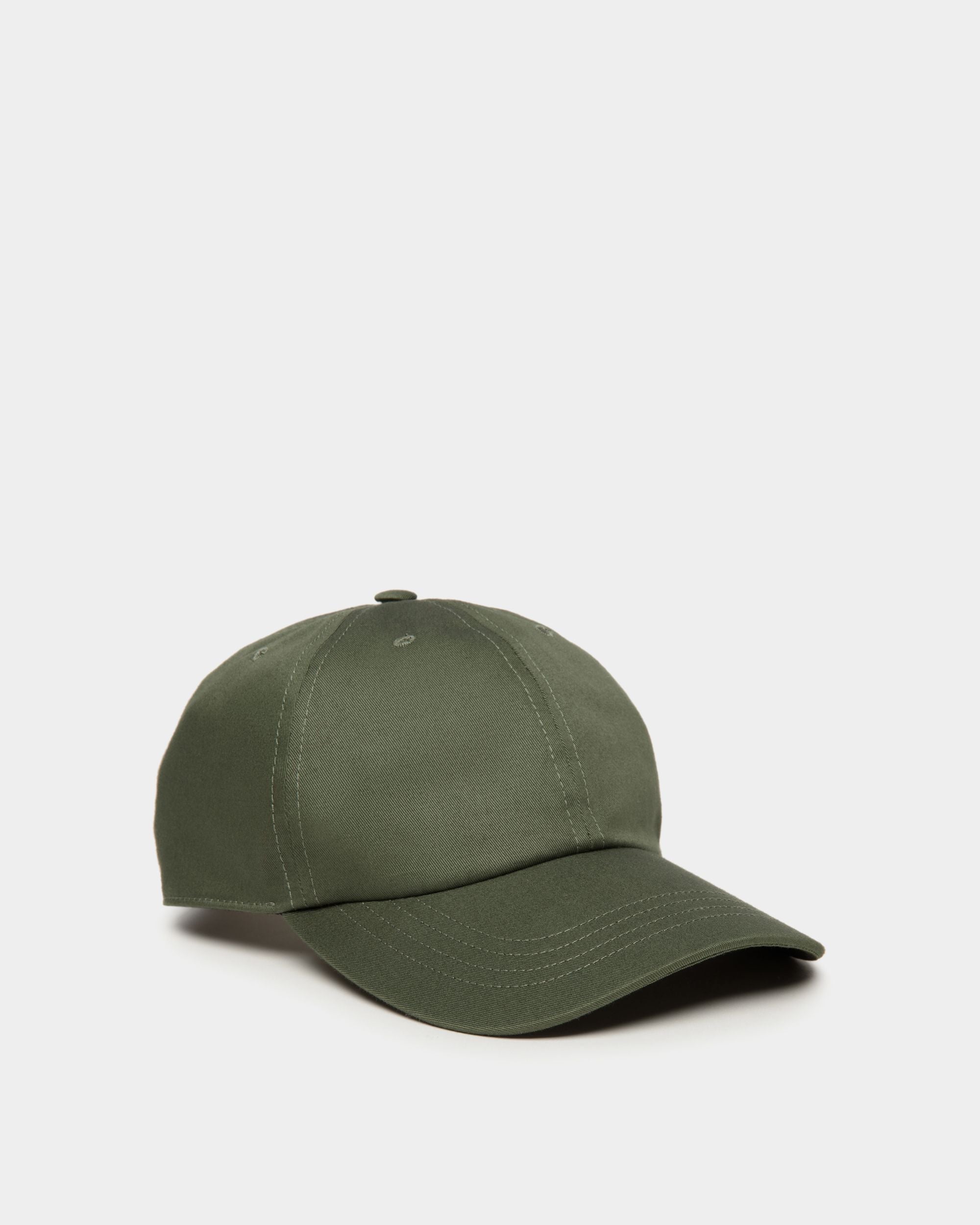 Baseball Hat With Bally Crest Logo In Military Green Cotton - Men's - Bally - 01