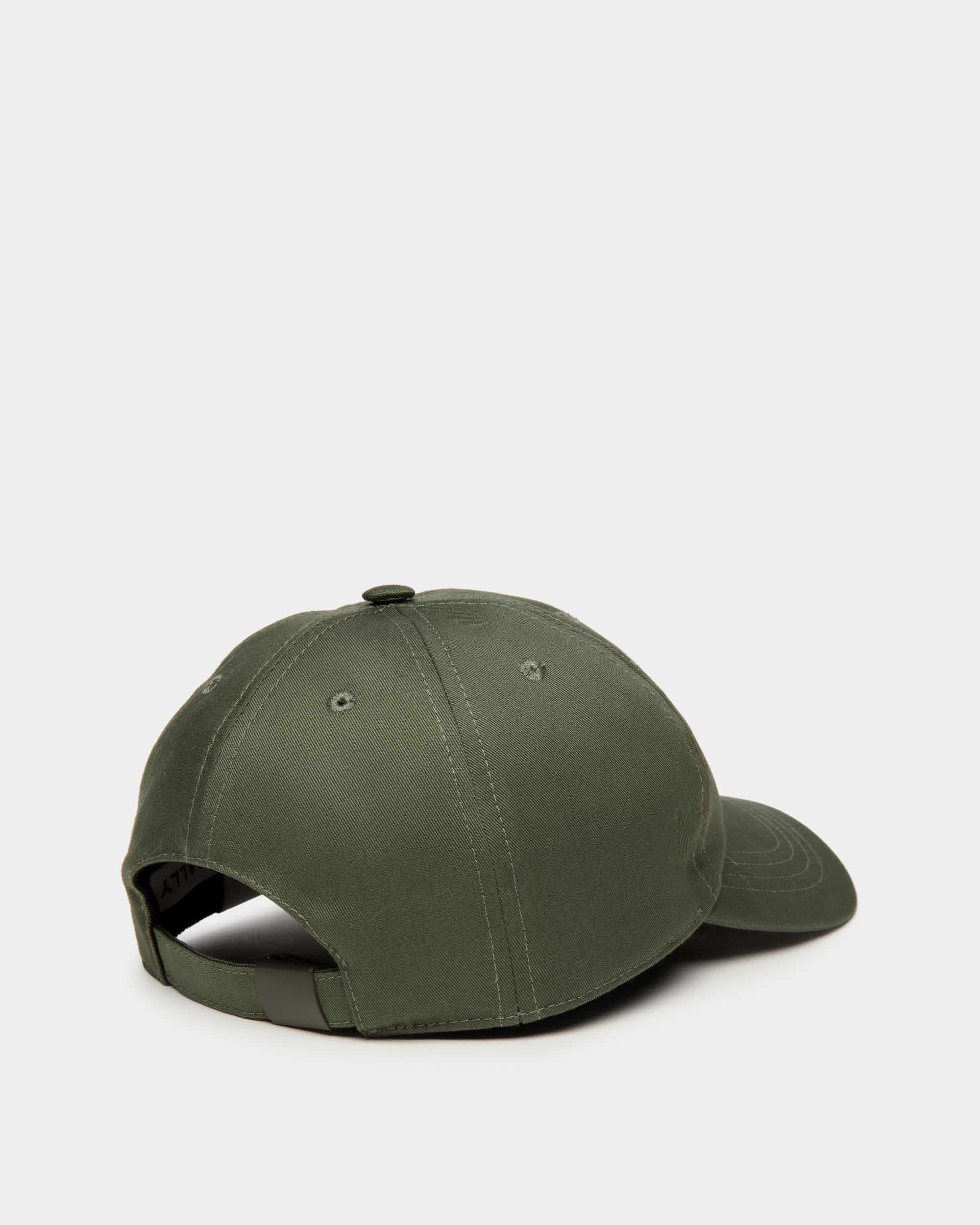 Baseball Hat With Bally Crest Logo In Military Green Cotton - Men's - Bally - 03