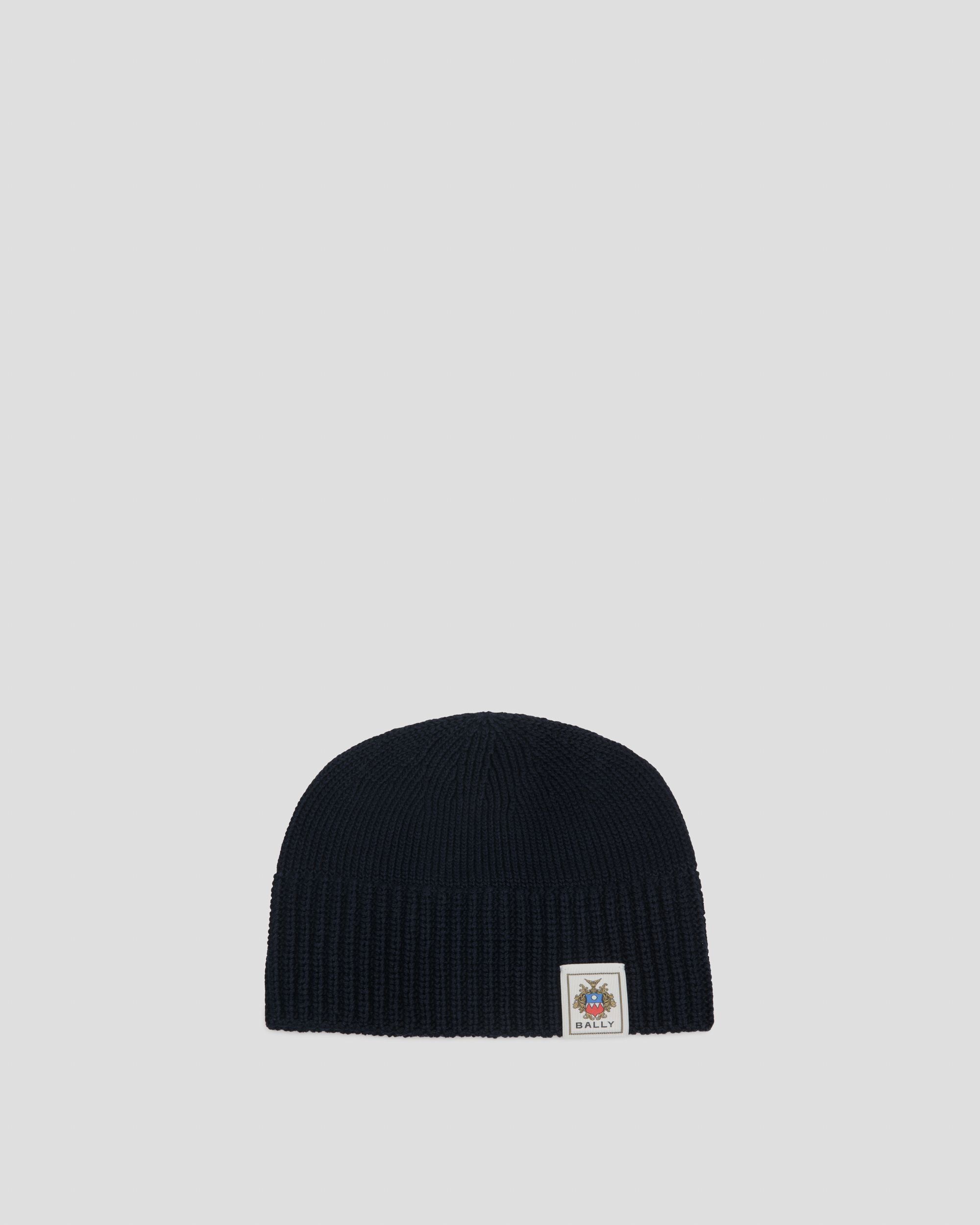Cappello A Cuffia In Cotone Navy Blue Con Stemma Bally Crest - Uomo - Bally - 01