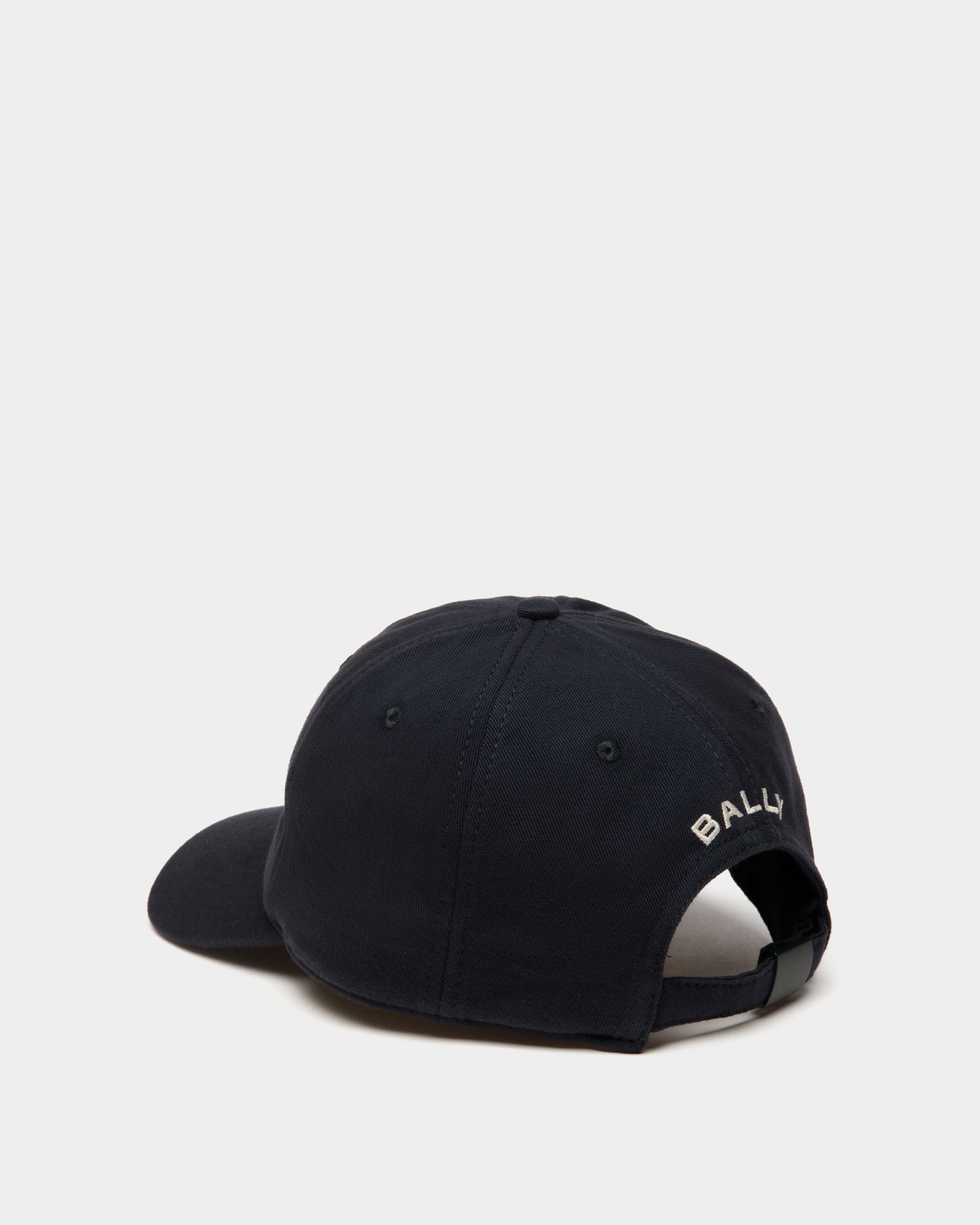 Baseball Hat With Bally Crest Label In Navy Blue Cotton - Men's - Bally - 02