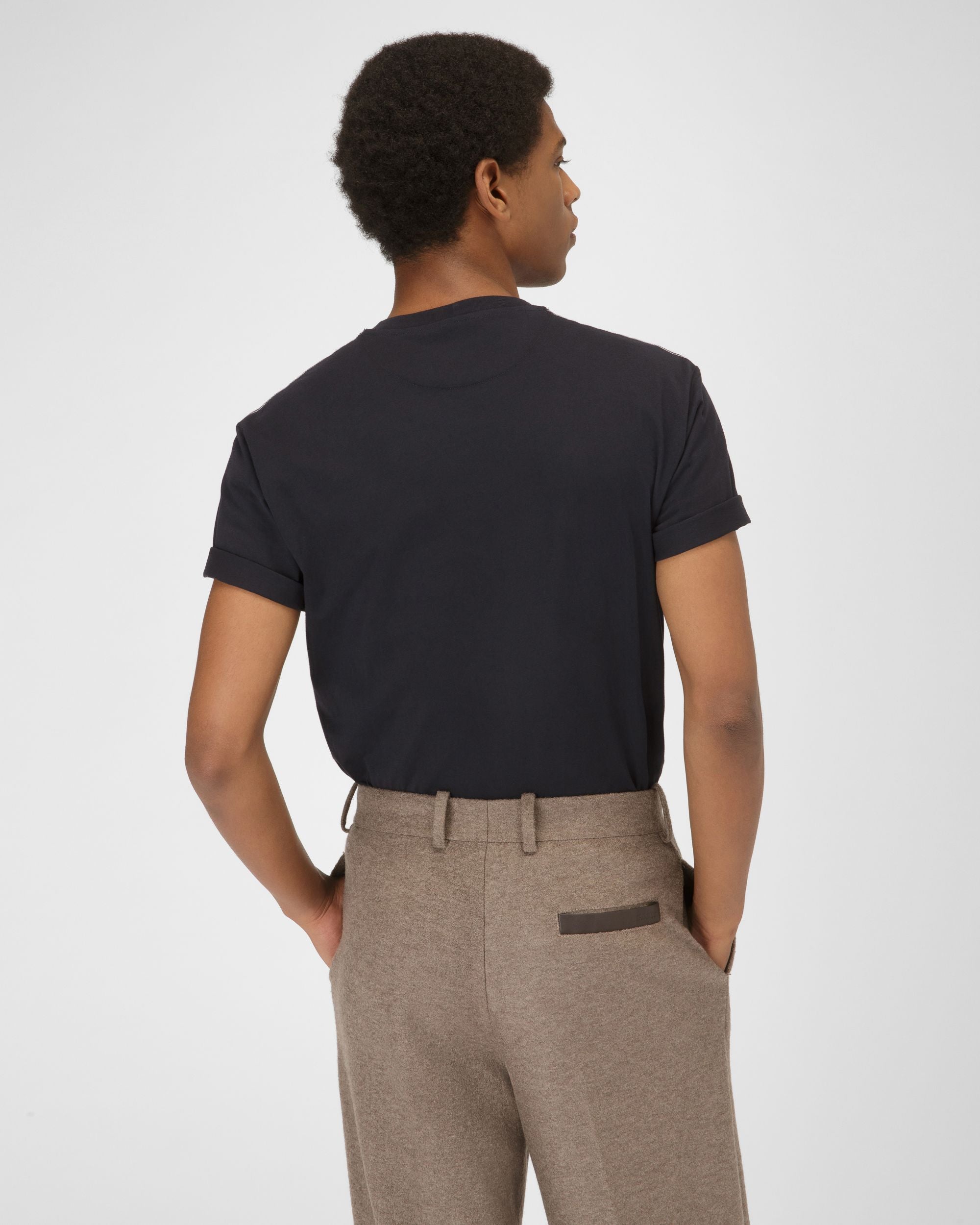 T-Shirt Con Bally Stripe In Cotone Colore Blu Navy - Uomo - Bally - 03