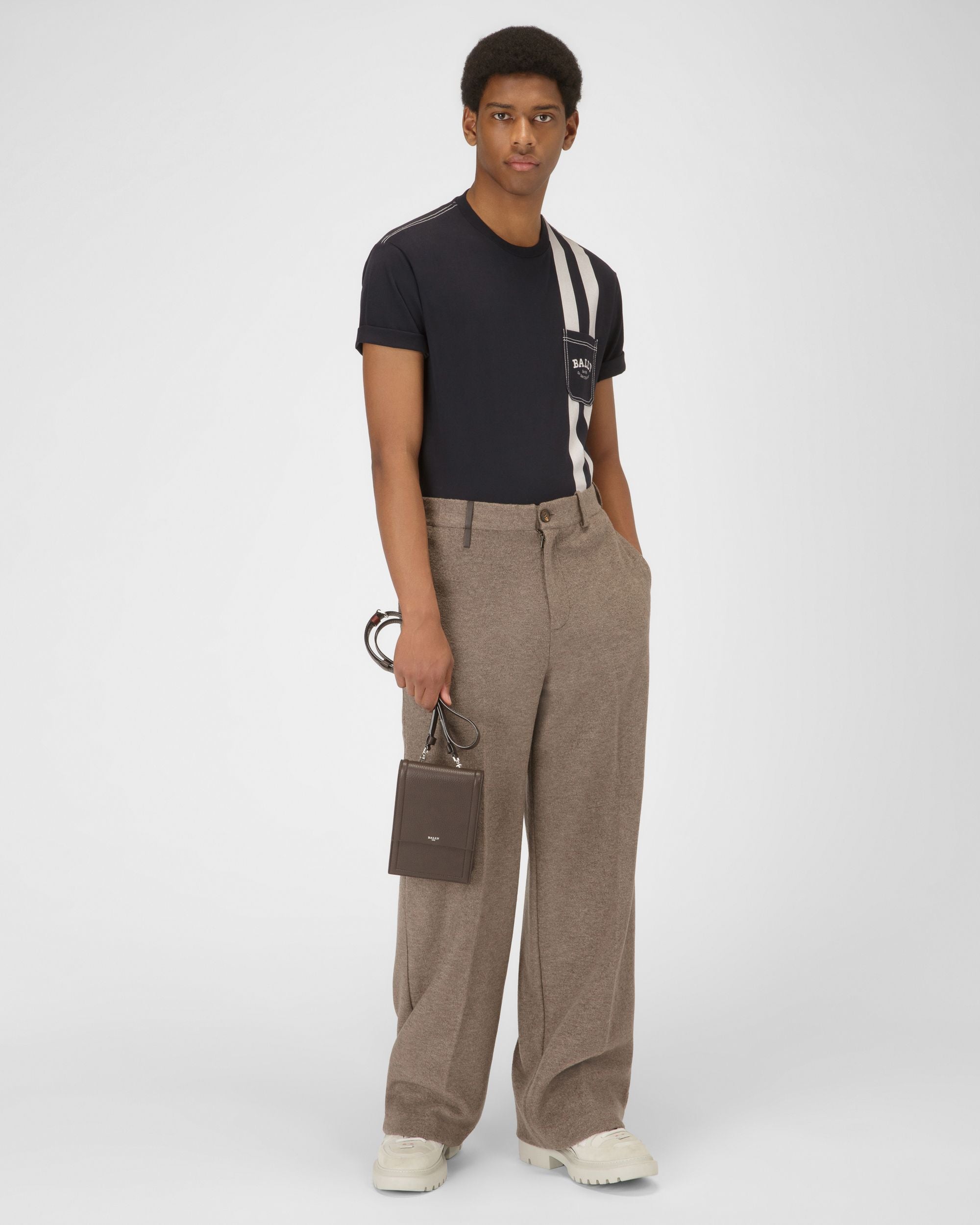 T-Shirt Con Bally Stripe In Cotone Colore Blu Navy - Uomo - Bally - 04