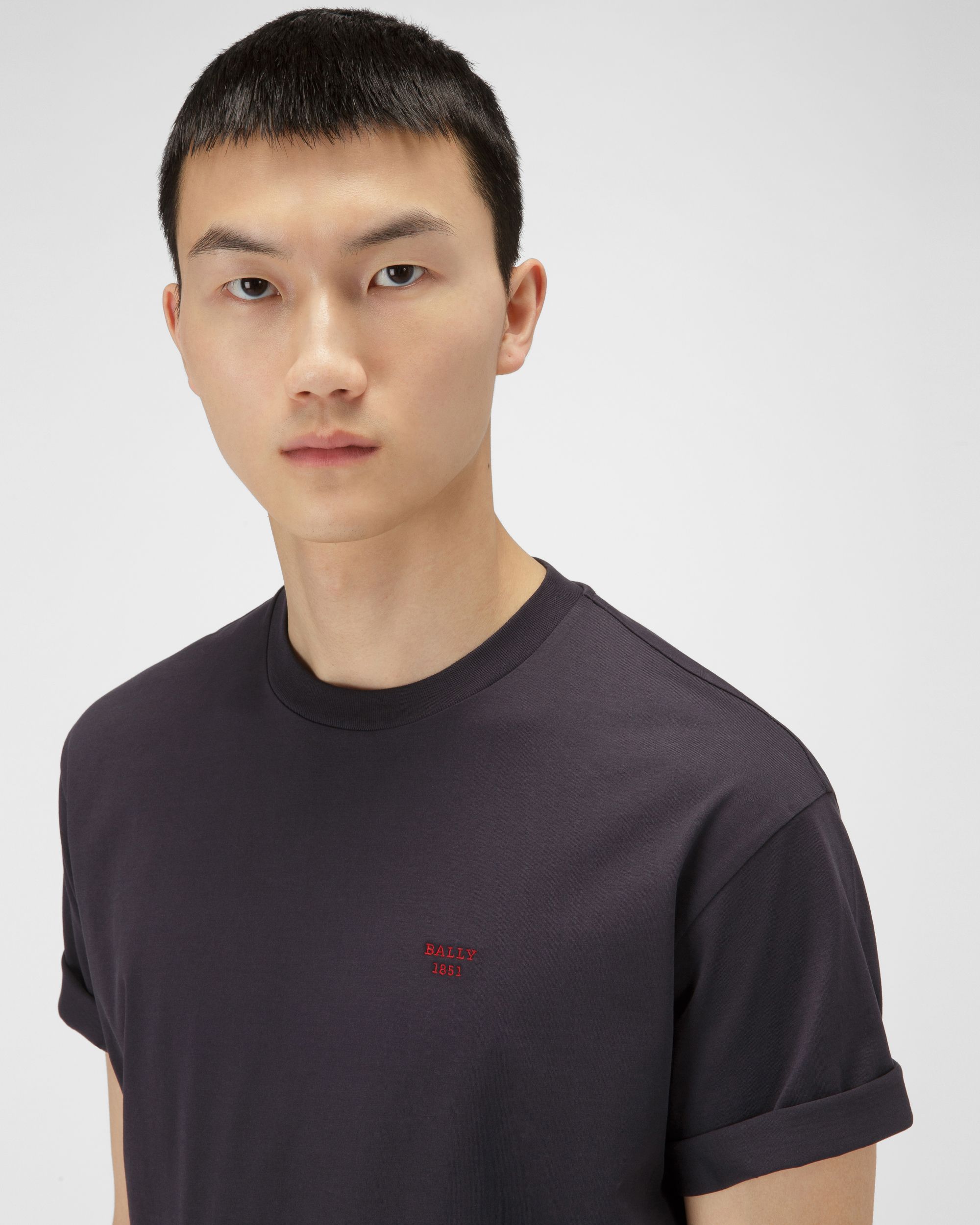 T-Shirt Aus Bio-Baumwolle In Marineblau - Herren - Bally - 02