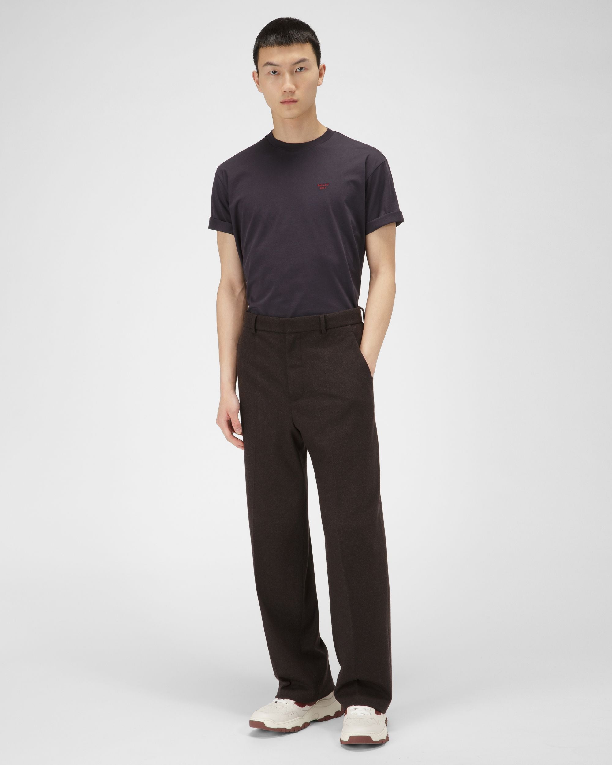 T-Shirt Aus Bio-Baumwolle In Marineblau - Herren - Bally - 05