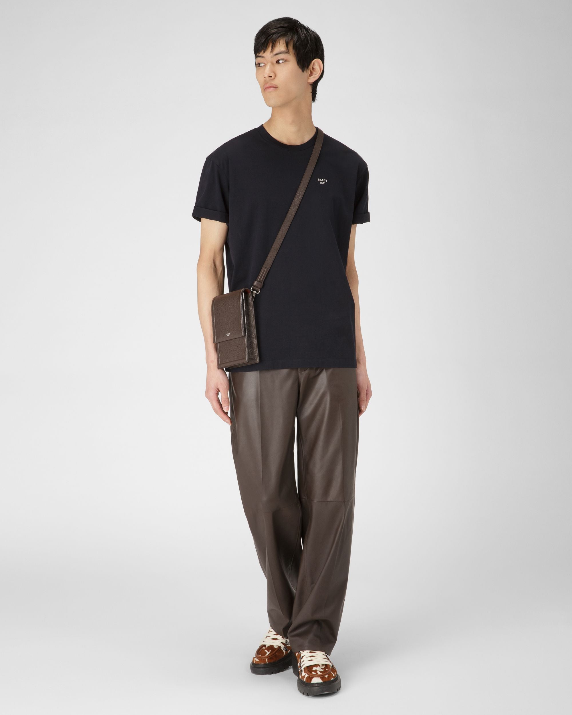 T-Shirt En Coton Biologique Bleu Marine - Homme - Bally - 05