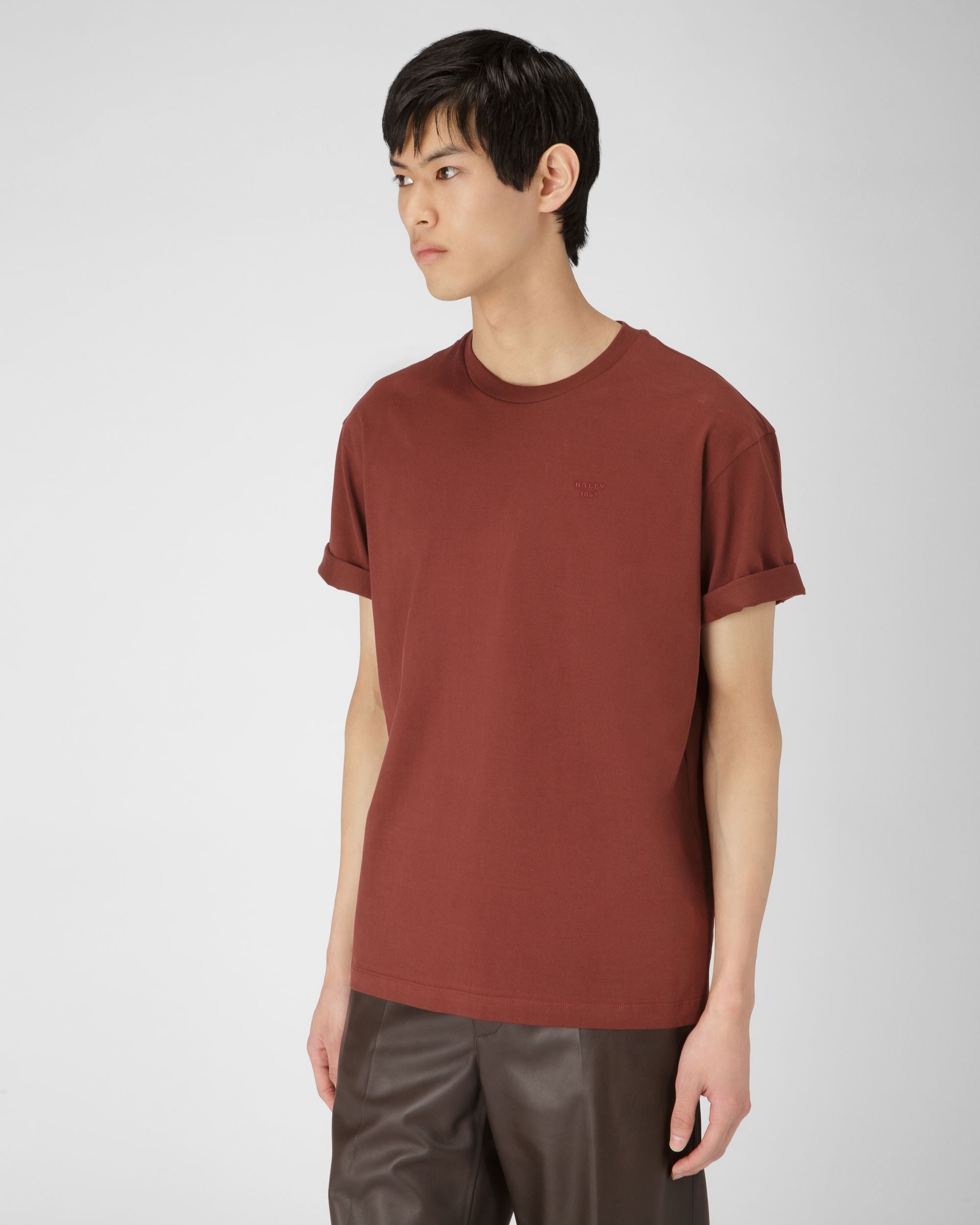 T-Shirt Aus Traditionsroter Bio-Baumwolle - Herren - Bally - 01