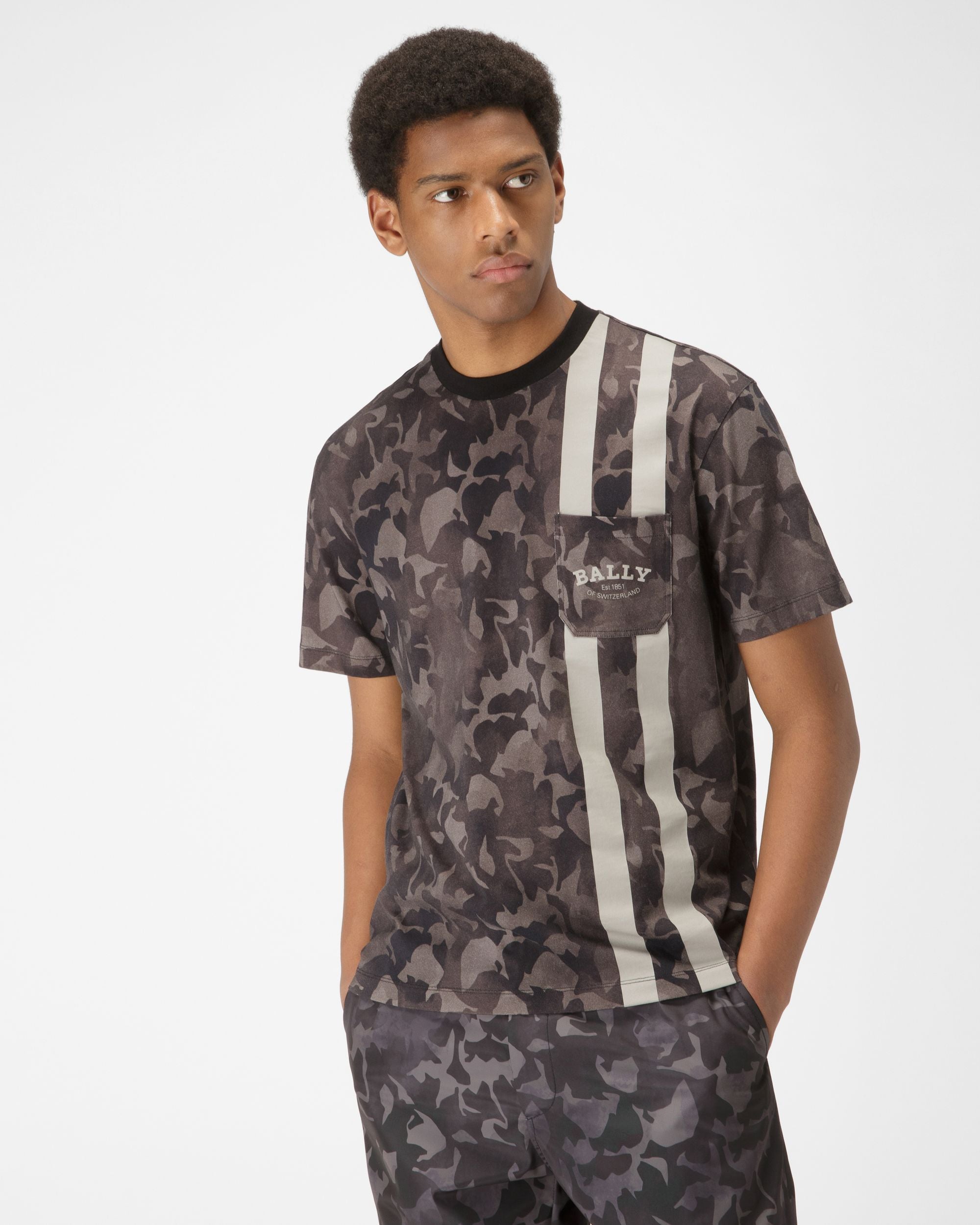 T-Shirt Aus Bio-Baumwolle In Schwarz - Herren - Bally - 01