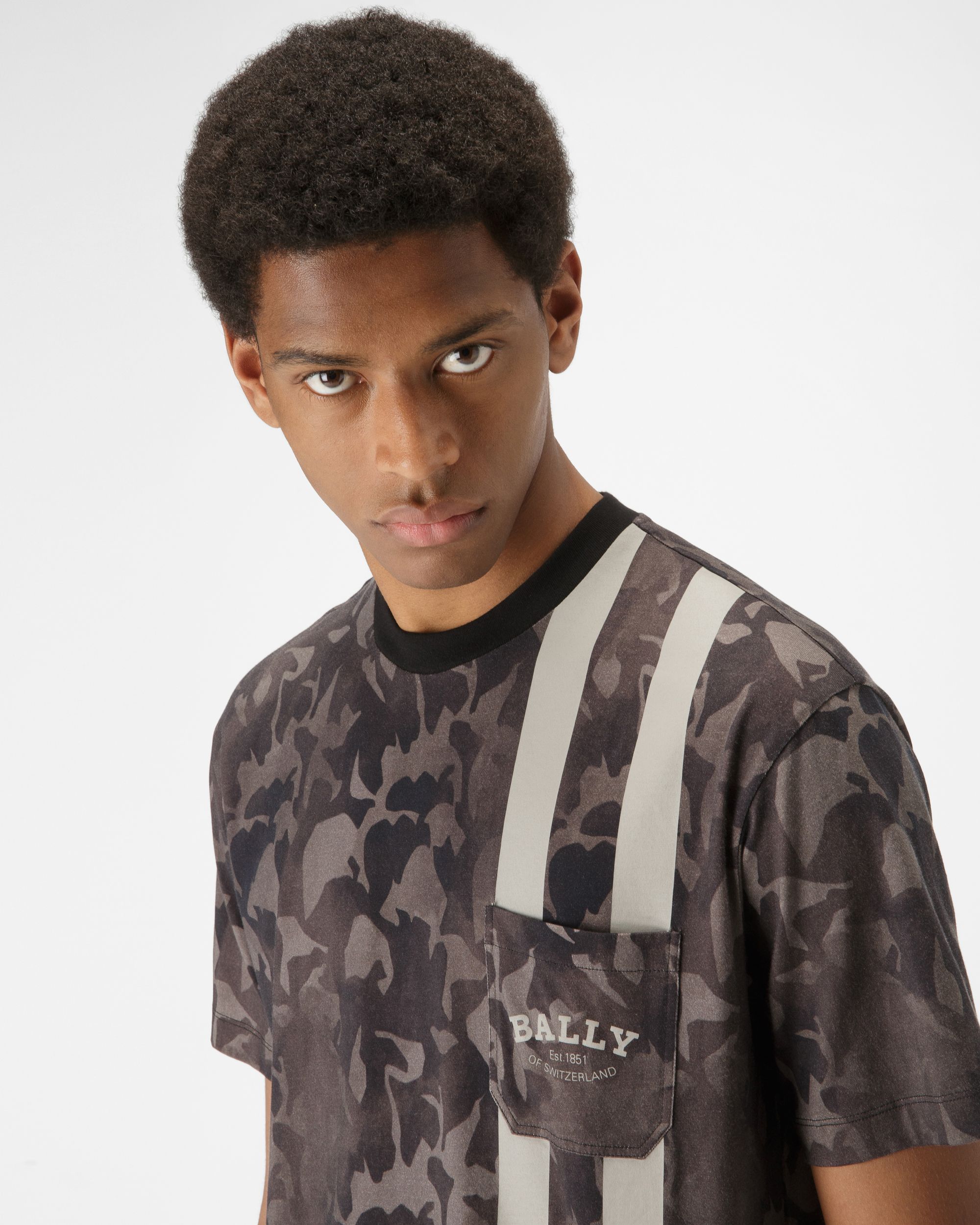 T-Shirt Aus Bio-Baumwolle In Schwarz - Herren - Bally - 02