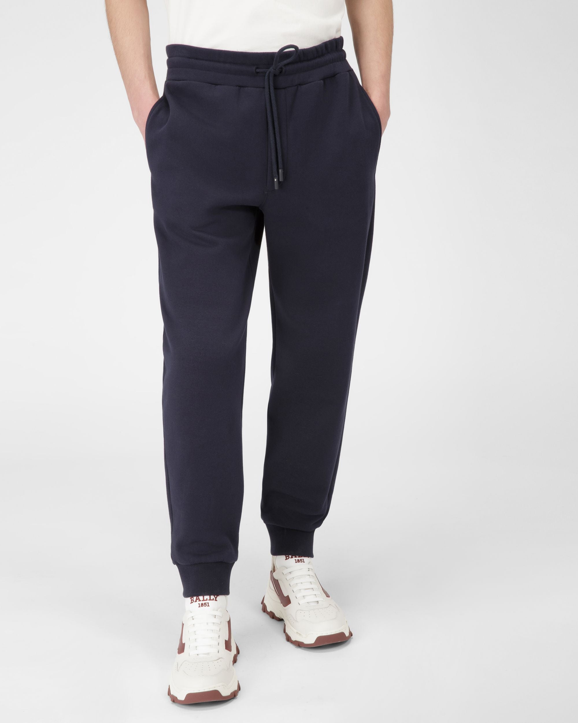 Pantalon De Survêtement En Coton Mélangé Bleu Marine - Homme - Bally - 01