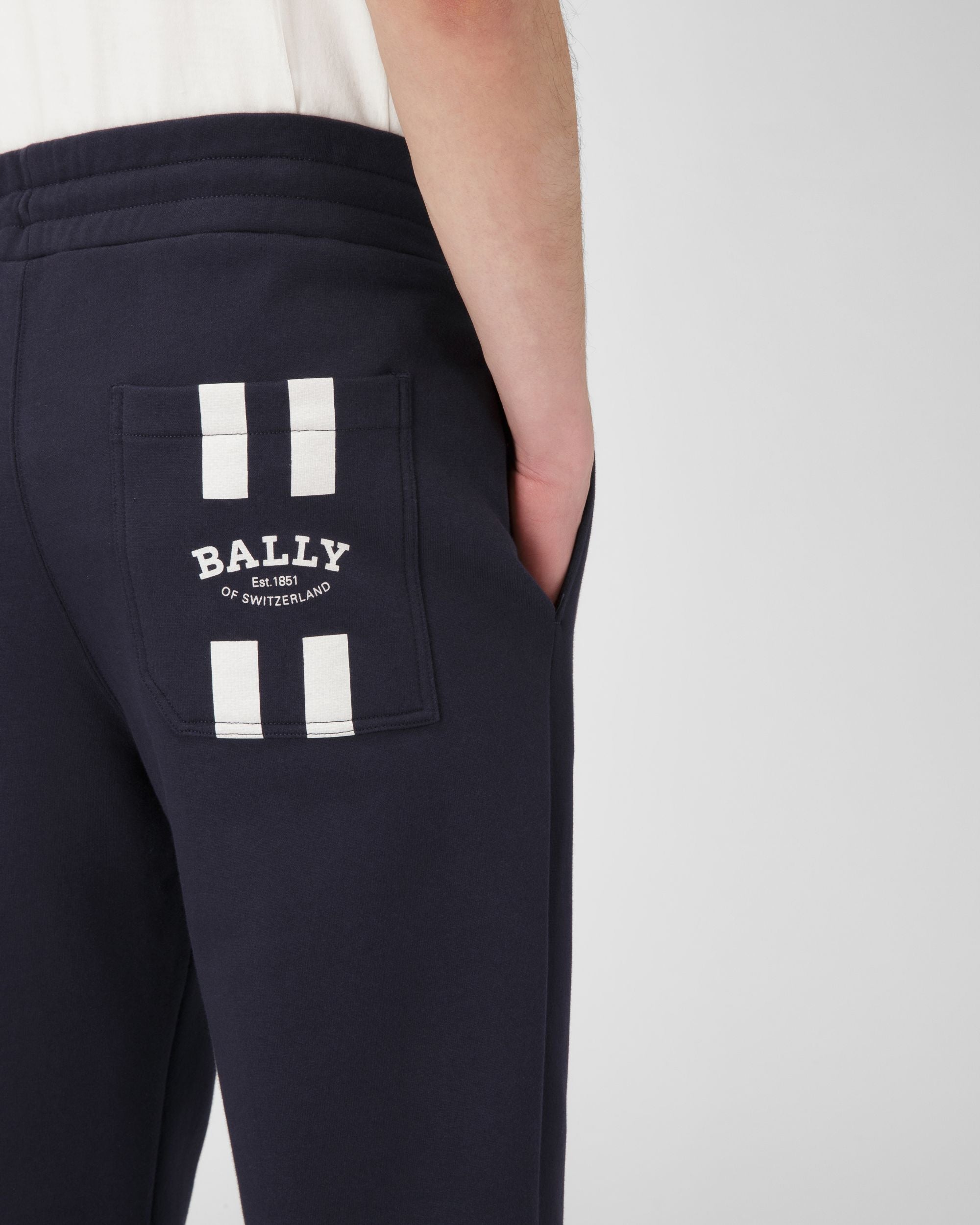 Pantalon De Survêtement En Coton Mélangé Bleu Marine - Homme - Bally - 02