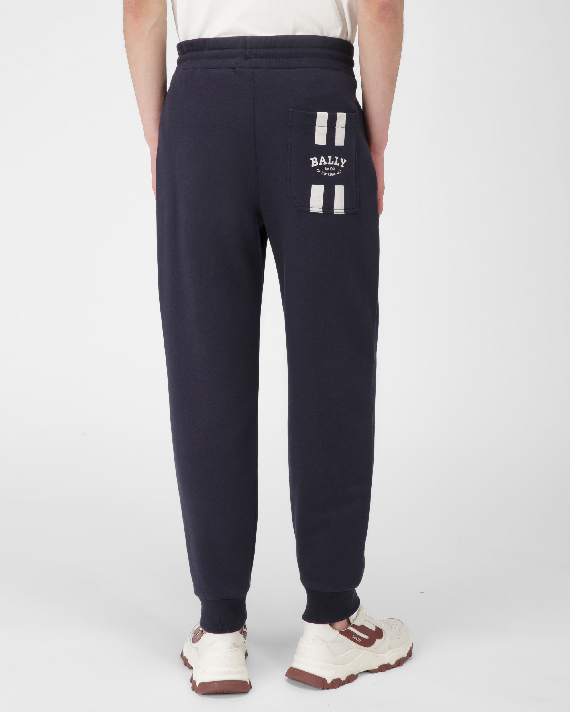 Pantalon De Survêtement En Coton Mélangé Bleu Marine - Homme - Bally - 03
