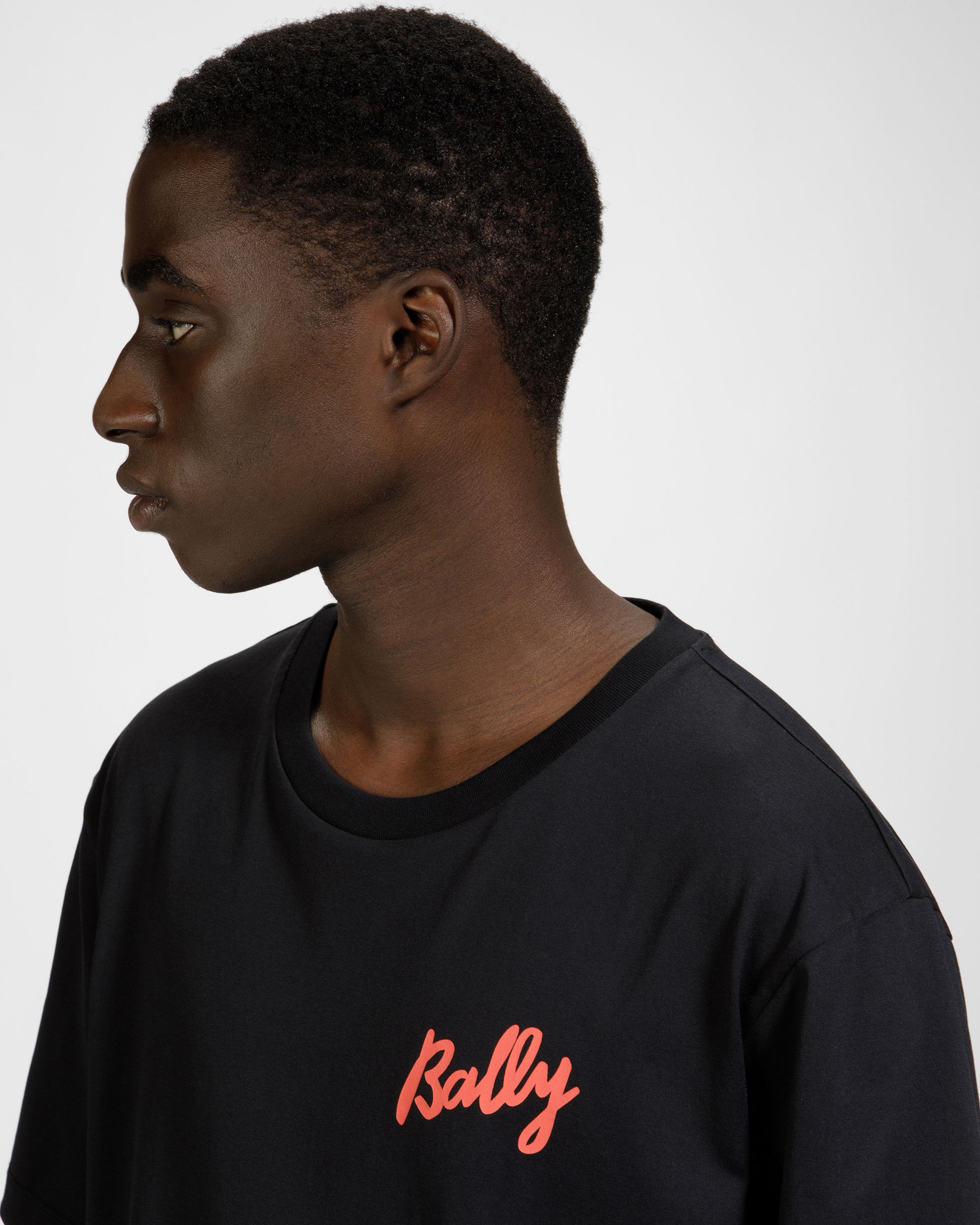 T-Shirt En Coton Noir Et Orange - Homme - Bally - 04