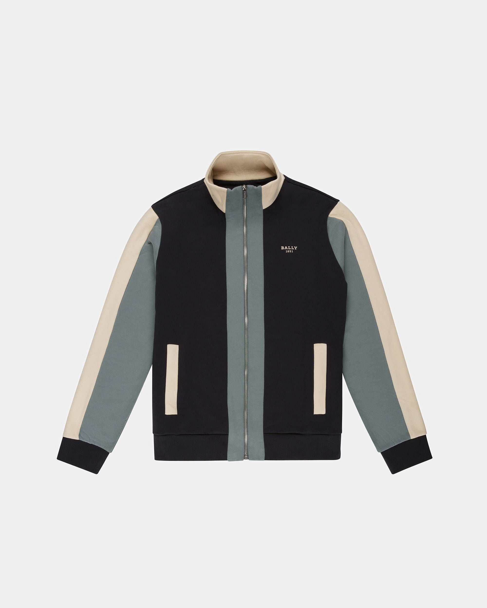 Sweat-Shirt En Coton Noir Et Vert - Homme - Bally - 01