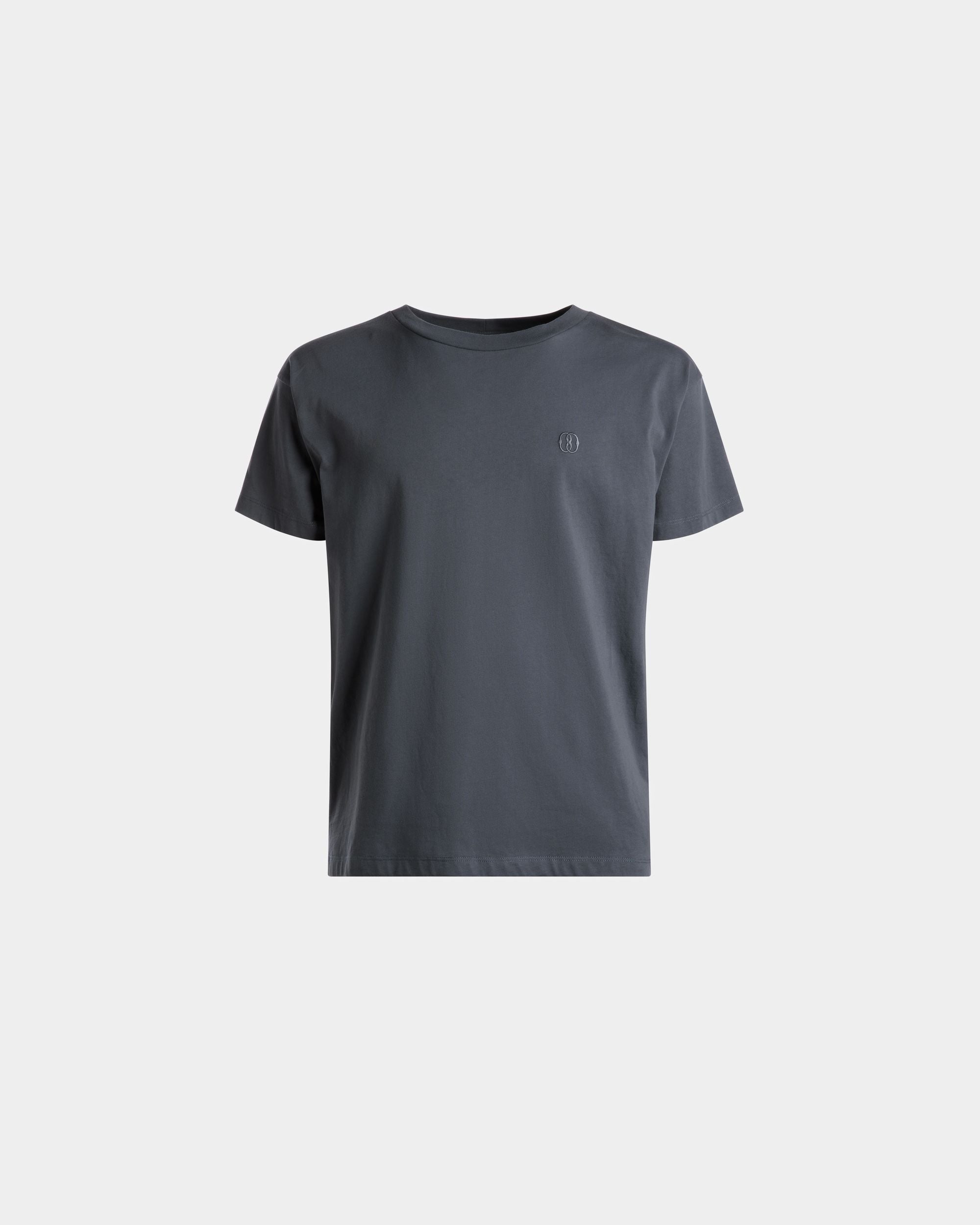 T-shirt brodé Emblem En coton gris pierre - Homme - Bally - 01