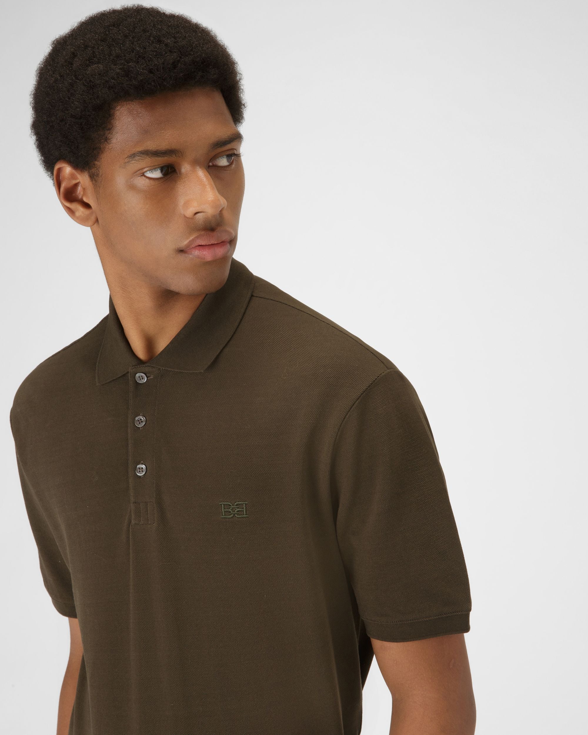 Polo B-Chain In Cotone Verde Militare - Uomo - Bally - 02