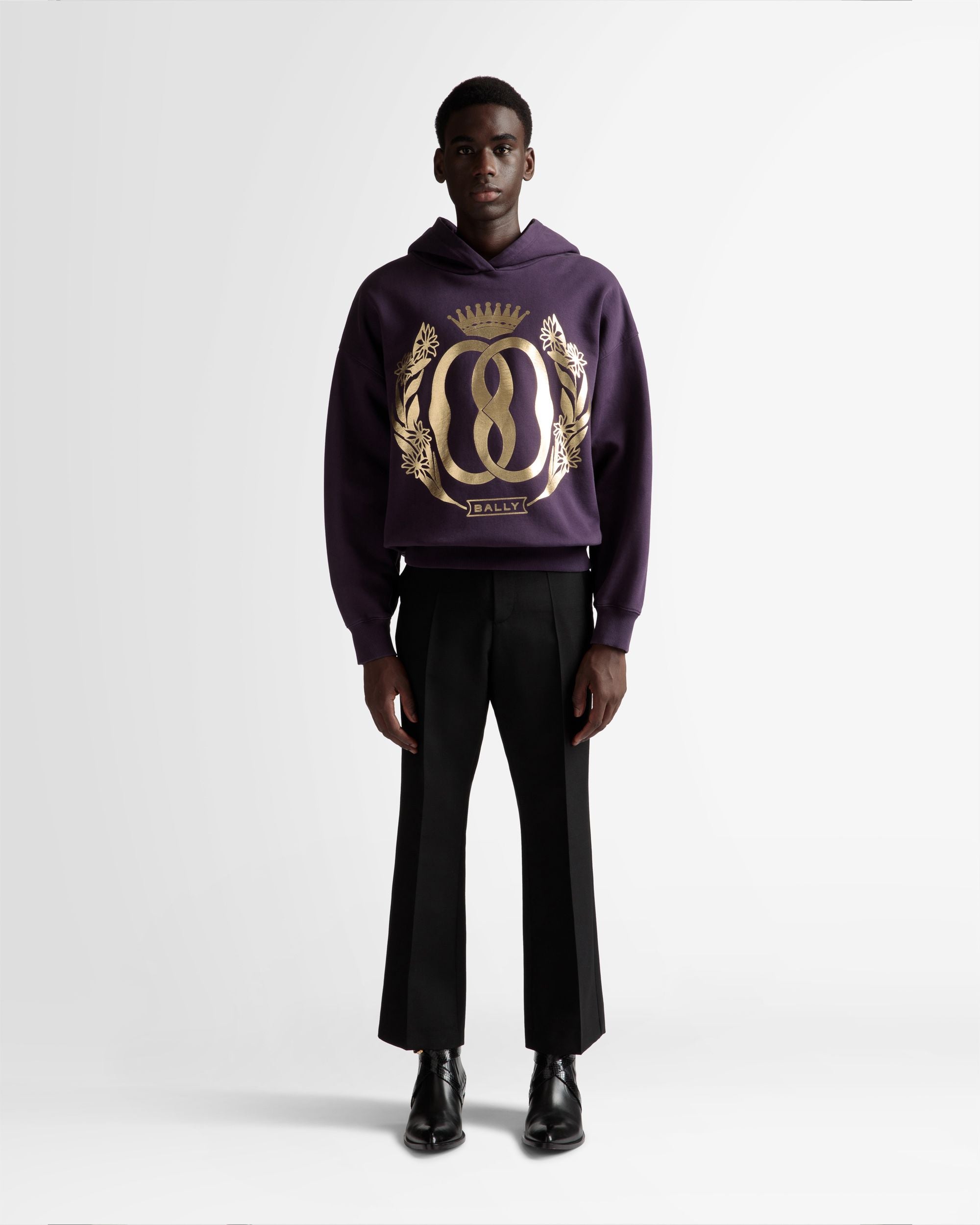 Kapuzensweatshirt mit Foliendruck Aus Baumwolle in Orchidee - Herren - Bally - 02