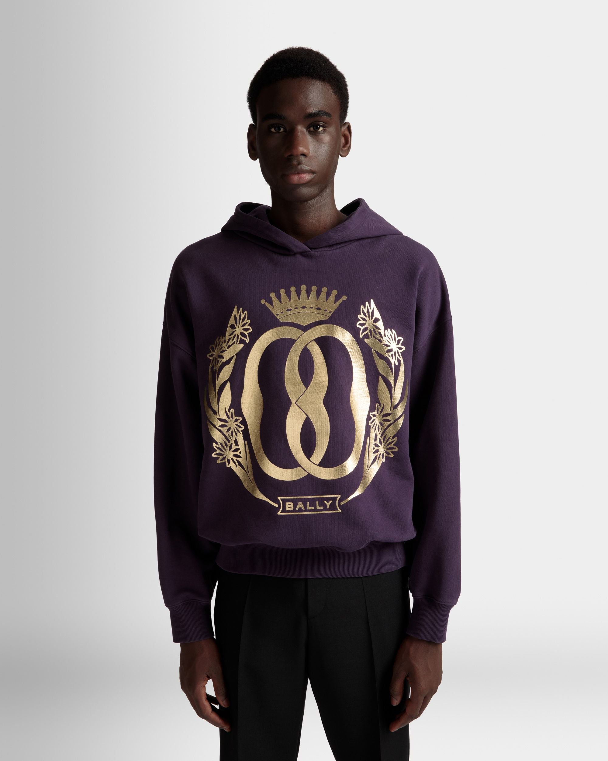 Kapuzensweatshirt mit Foliendruck Aus Baumwolle in Orchidee - Herren - Bally - 03