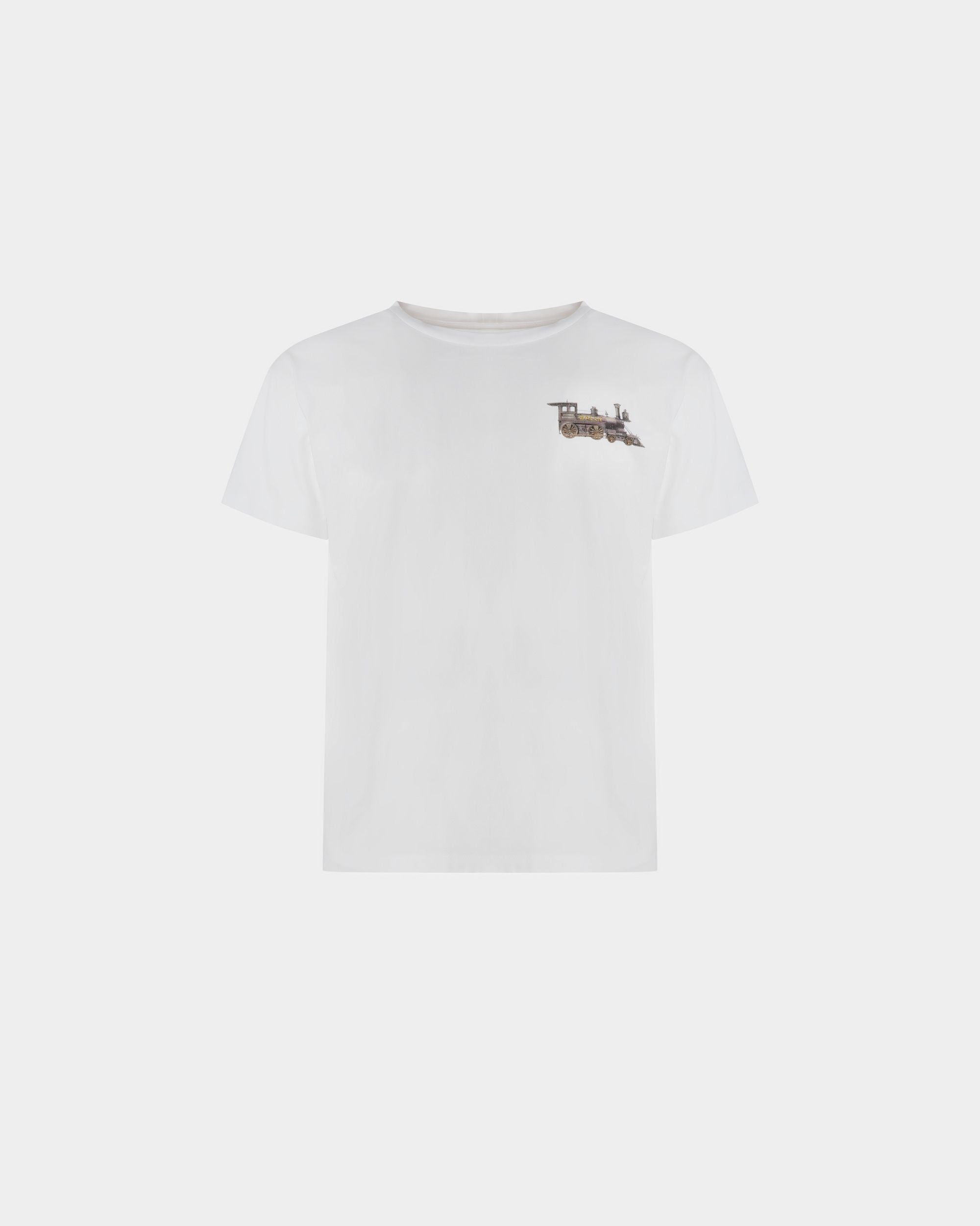 T-Shirt mit Train-Motiv Aus weißer Baumwolle - Herren - Bally - 01