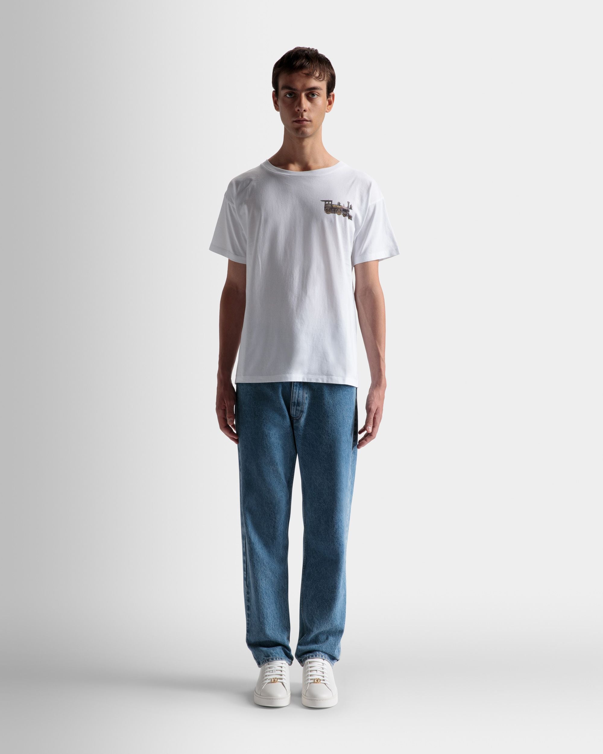 T-Shirt mit Train-Motiv Aus weißer Baumwolle - Herren - Bally - 02
