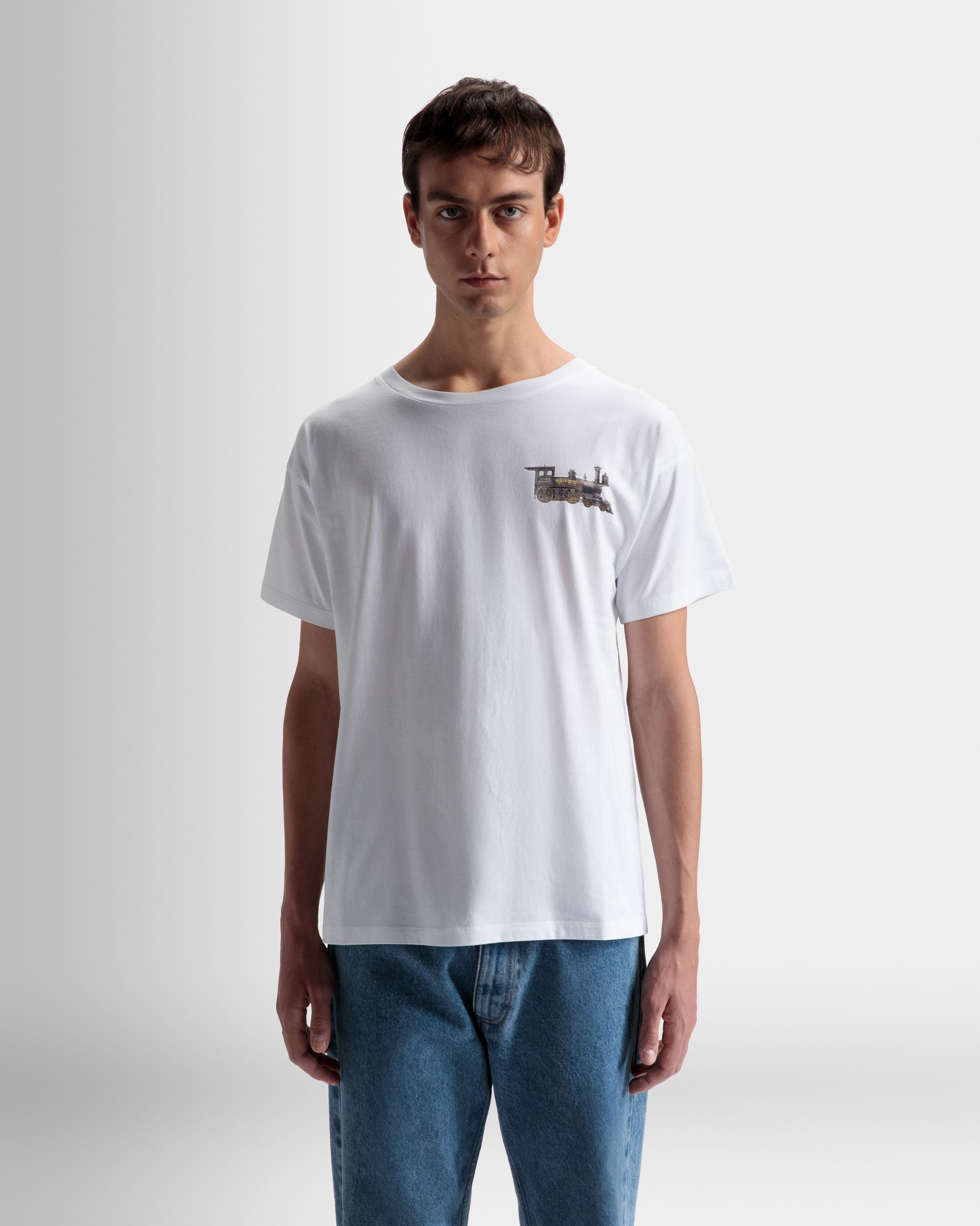 T-Shirt mit Train-Motiv Aus weißer Baumwolle - Herren - Bally - 03