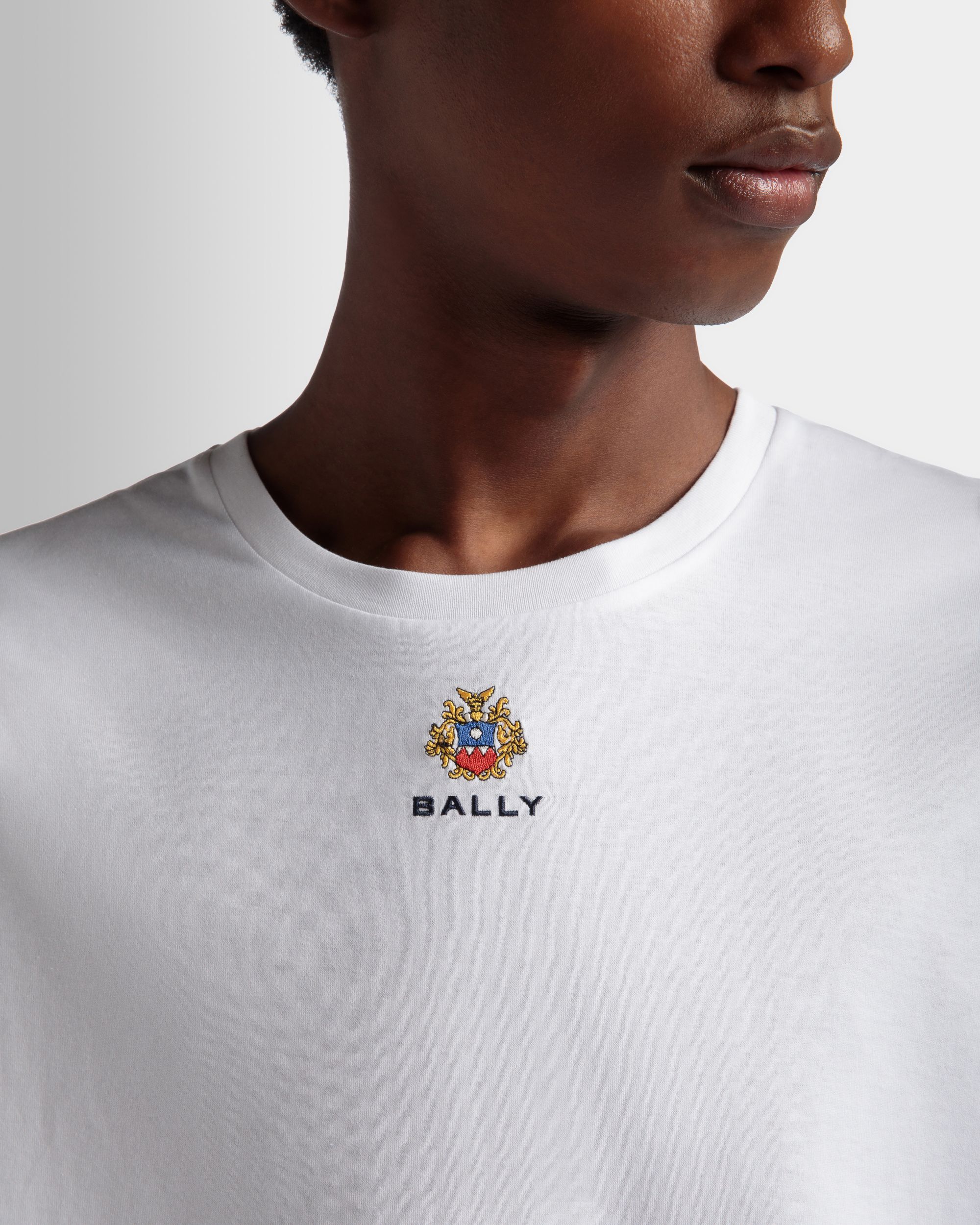T-Shirt Aus Baumwolle In Weiß Mit Bally Crest Logo - Herren - Bally - 03