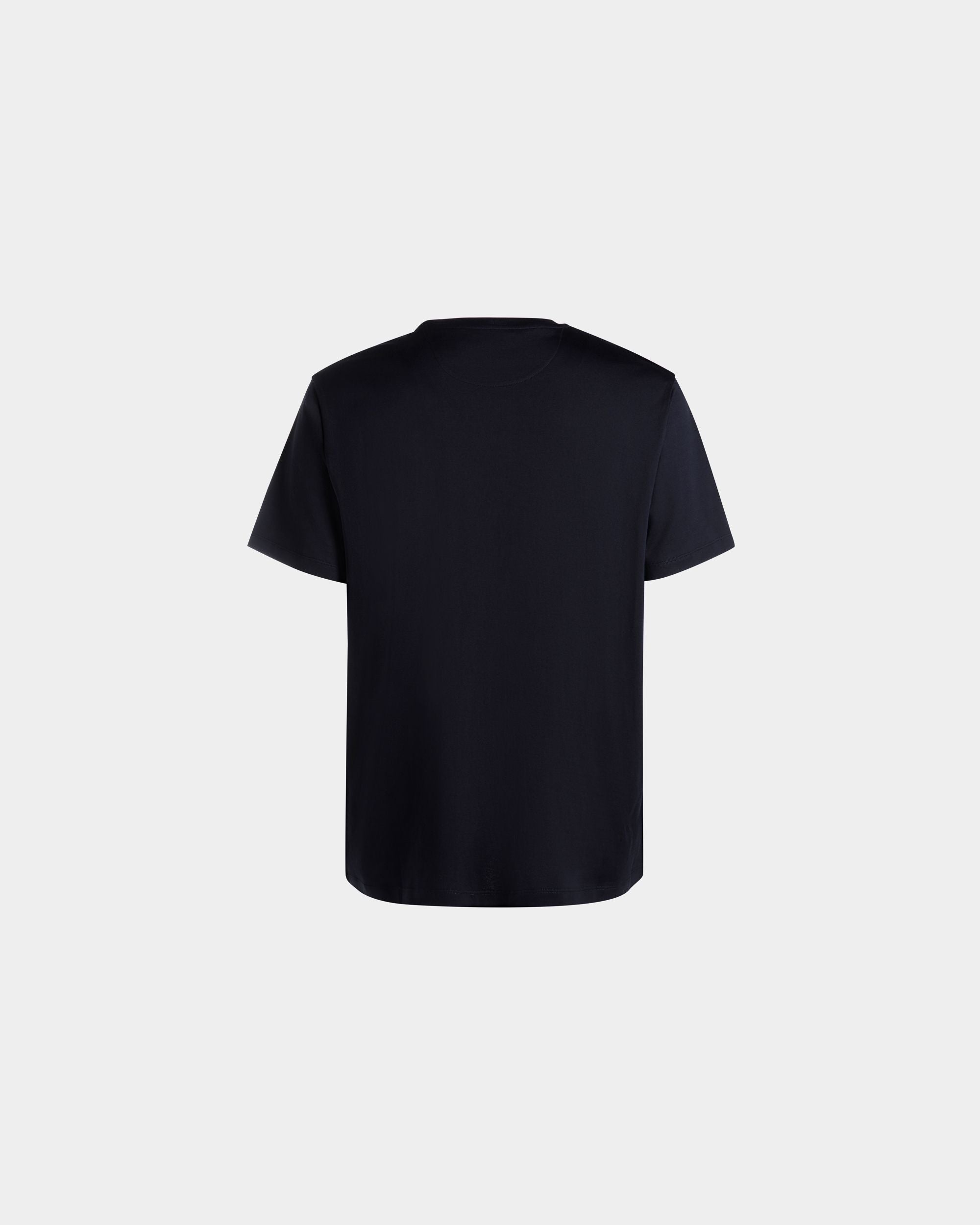 T-Shirt With Mountain Flower Print In Navy Blue Cotton - Men's - Bally - 03
