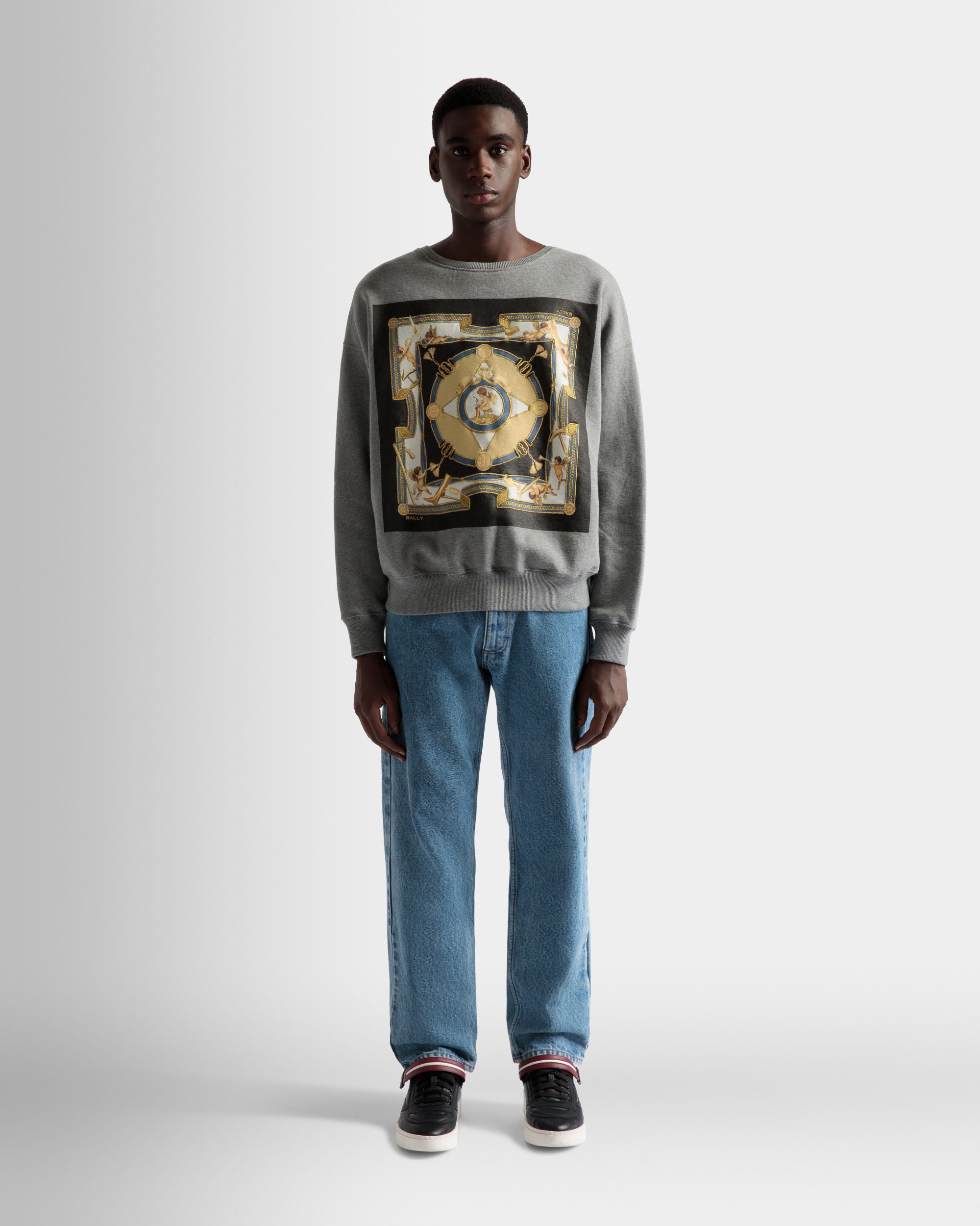 Bedrucktes Sweatshirt Aus Grau Melierter Baumwolle - Herren - Bally - 02