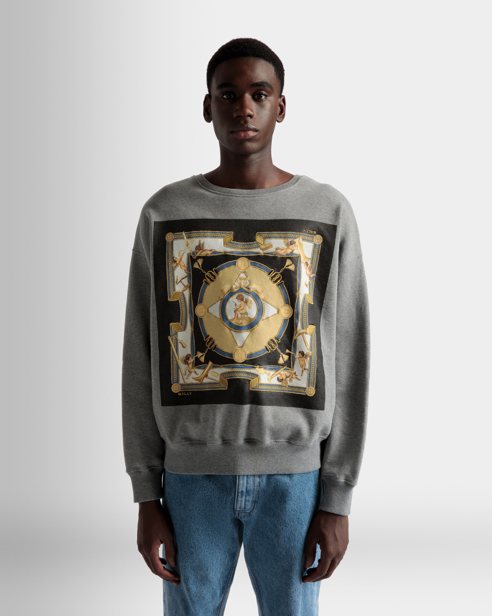 Bedrucktes Sweatshirt Aus Grau Melierter Baumwolle - Herren - Bally - 03