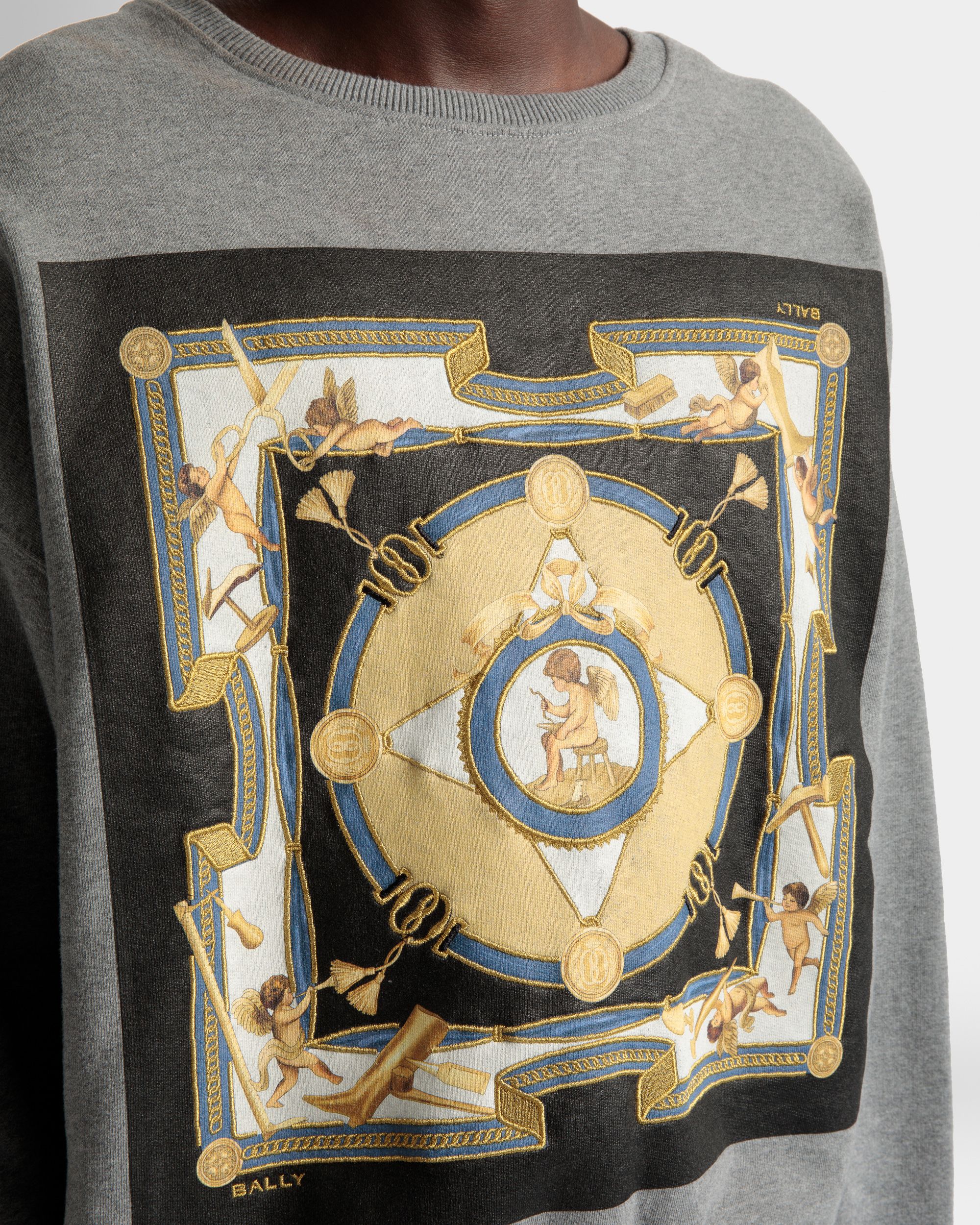 Bedrucktes Sweatshirt Aus Grau Melierter Baumwolle - Herren - Bally - 04