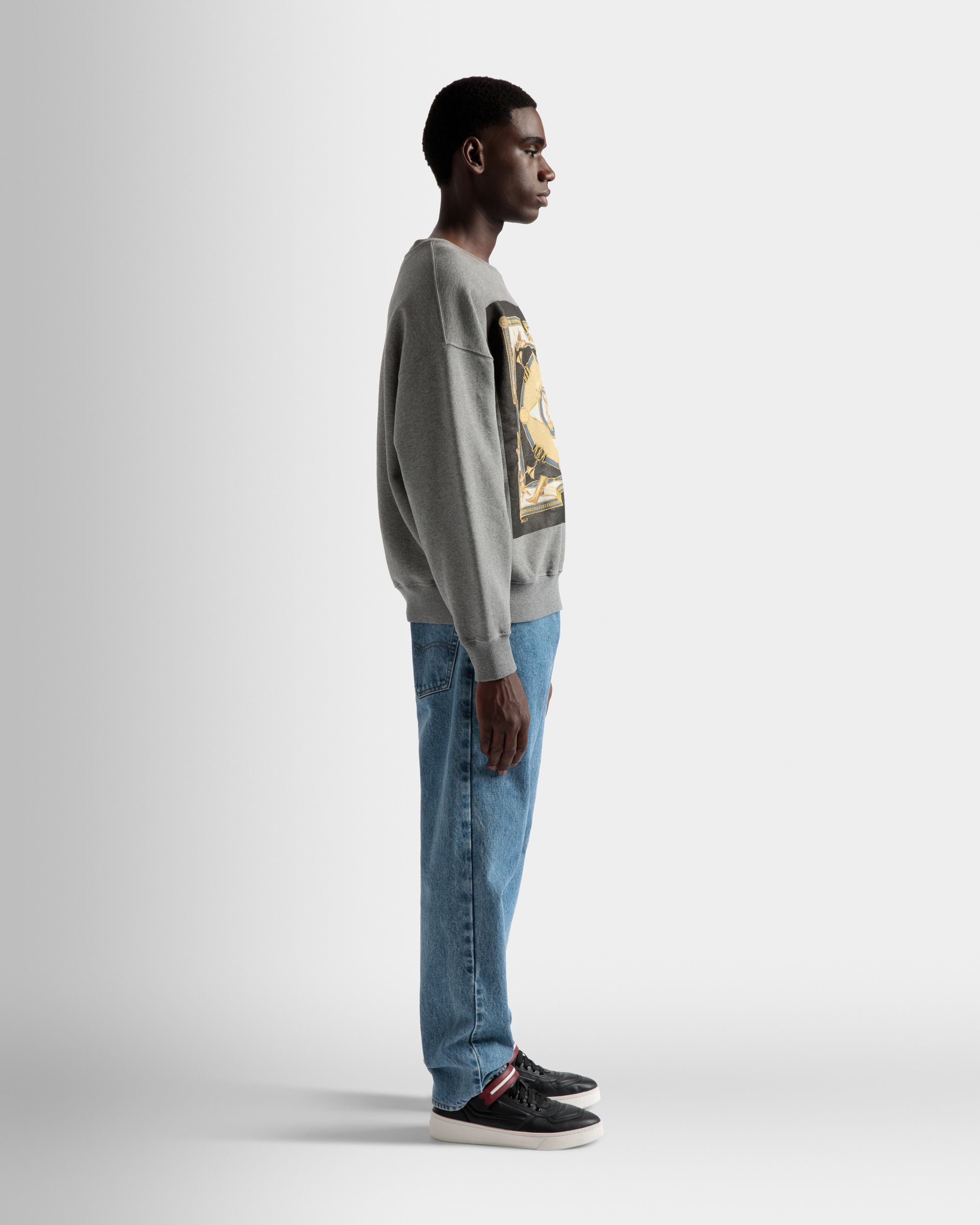Bedrucktes Sweatshirt Aus Grau Melierter Baumwolle - Herren - Bally - 05