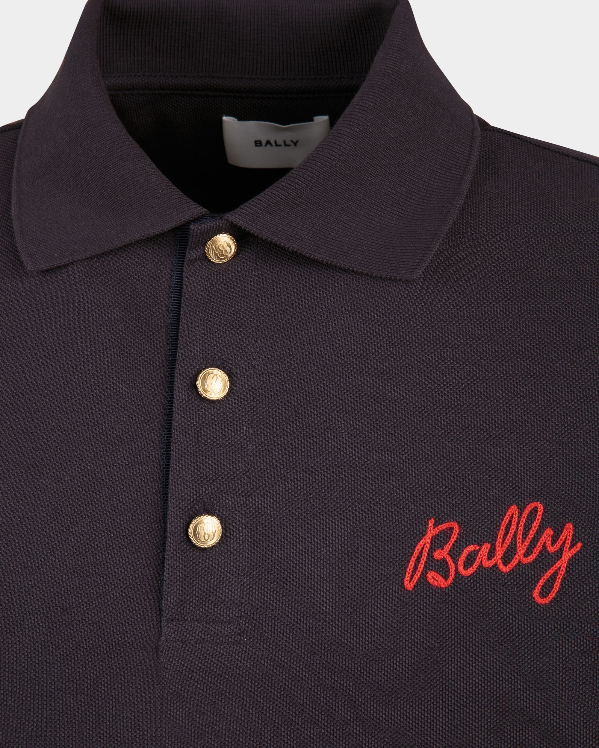 Polo Shirt in Navy Blue Cotton - Men's - Bally - 02