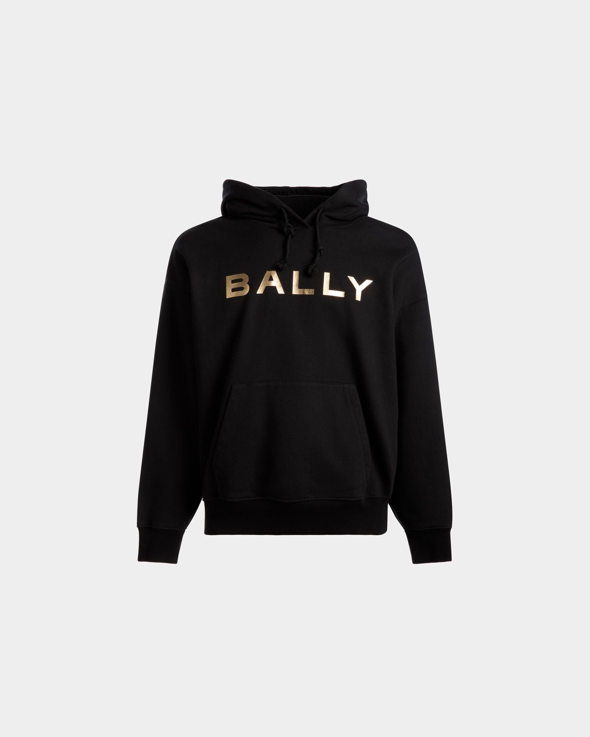 Felpa Con Cappuccio E Logo In Cotone Nero - Uomo - Bally - 01
